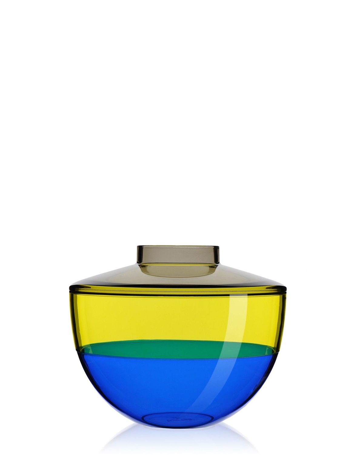 Kartell Shibuya Vaso Contenitore - Fume/Giallo/Blu, Design di Christophe Pillet, Ø 27 x H 22 cm, PMMA Trasparente, Indoor/Outdoor, Good Design Award 2014