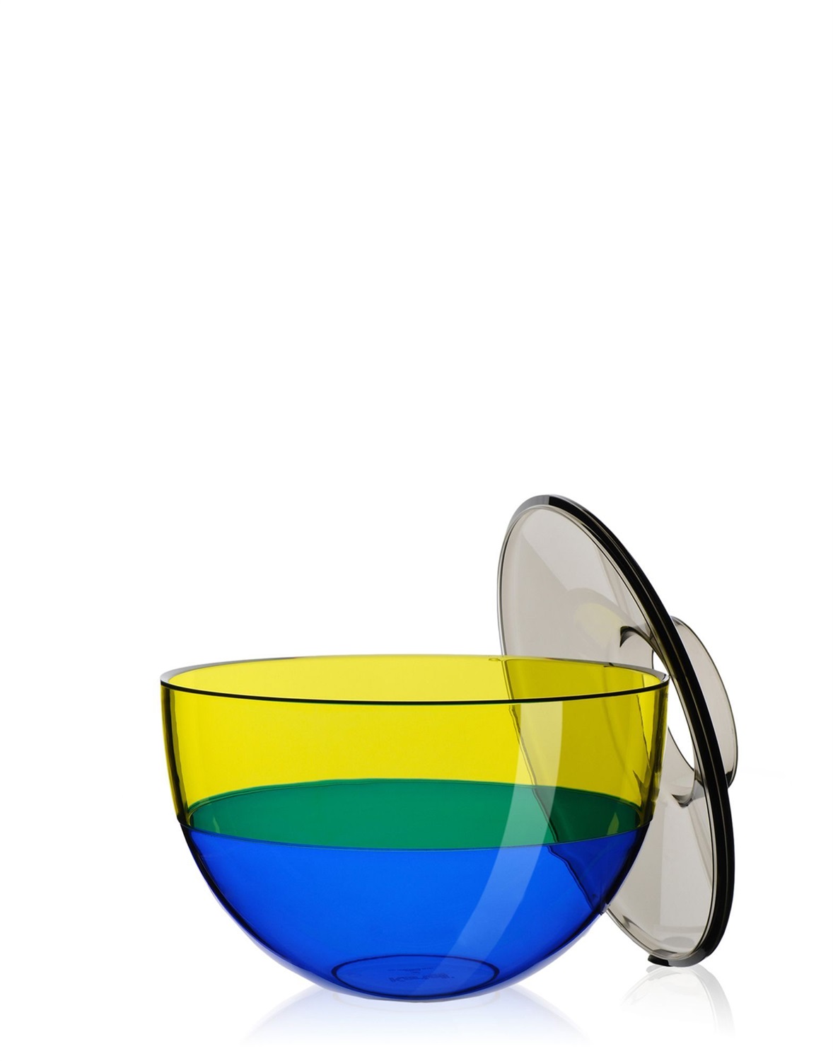 Kartell Shibuya Vaso Contenitore - Fume/Giallo/Blu, Design di Christophe Pillet, Ø 27 x H 22 cm, PMMA Trasparente, Indoor/Outdoor, Good Design Award 2014
