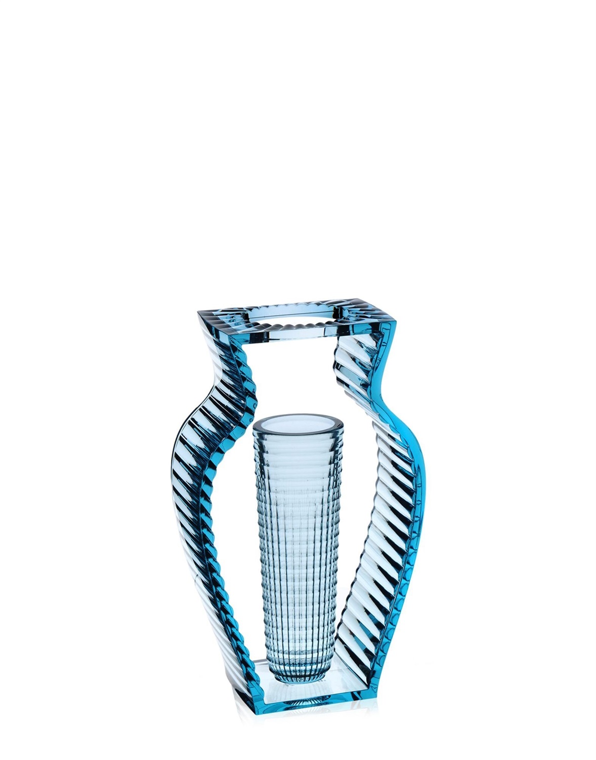 Kartell I Shine Vaso Blu - Design Eugeni Quitllet, 20x33x9.5 cm, PMMA Trasparente, Indoor/Outdoor, Made in Italy