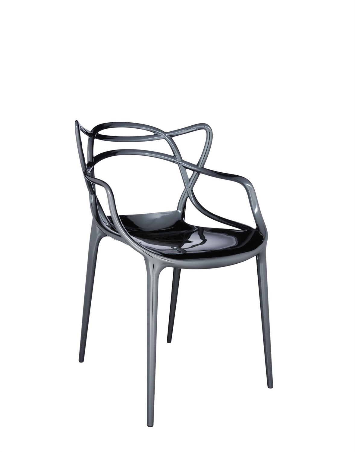 Kartell Masters Set di 2 sedie impilabili in Titanio - Design Philippe Starck e Eugeni Quitllet, Materiale Riciclato, Altezza Seduta 46 cm