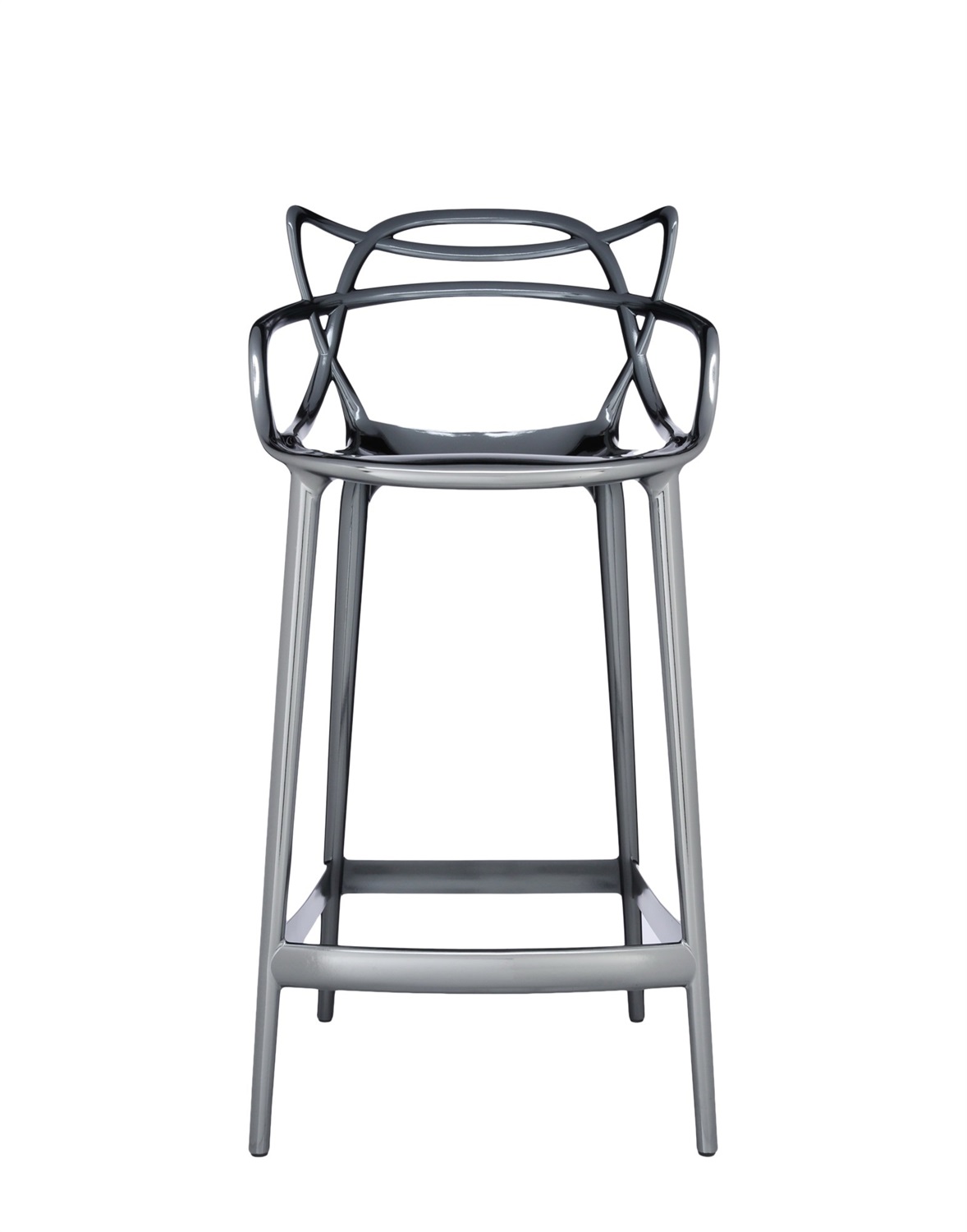 Kartell Masters Stool Sgabello - Tecnopolimero Riciclato Metallizzato Nero (Titanio), H. 65 cm, Design Philippe Starck