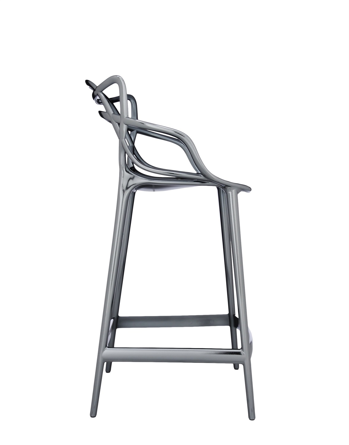 Kartell Masters Stool Sgabello - Tecnopolimero Riciclato Metallizzato Nero (Titanio), H. 65 cm, Design Philippe Starck