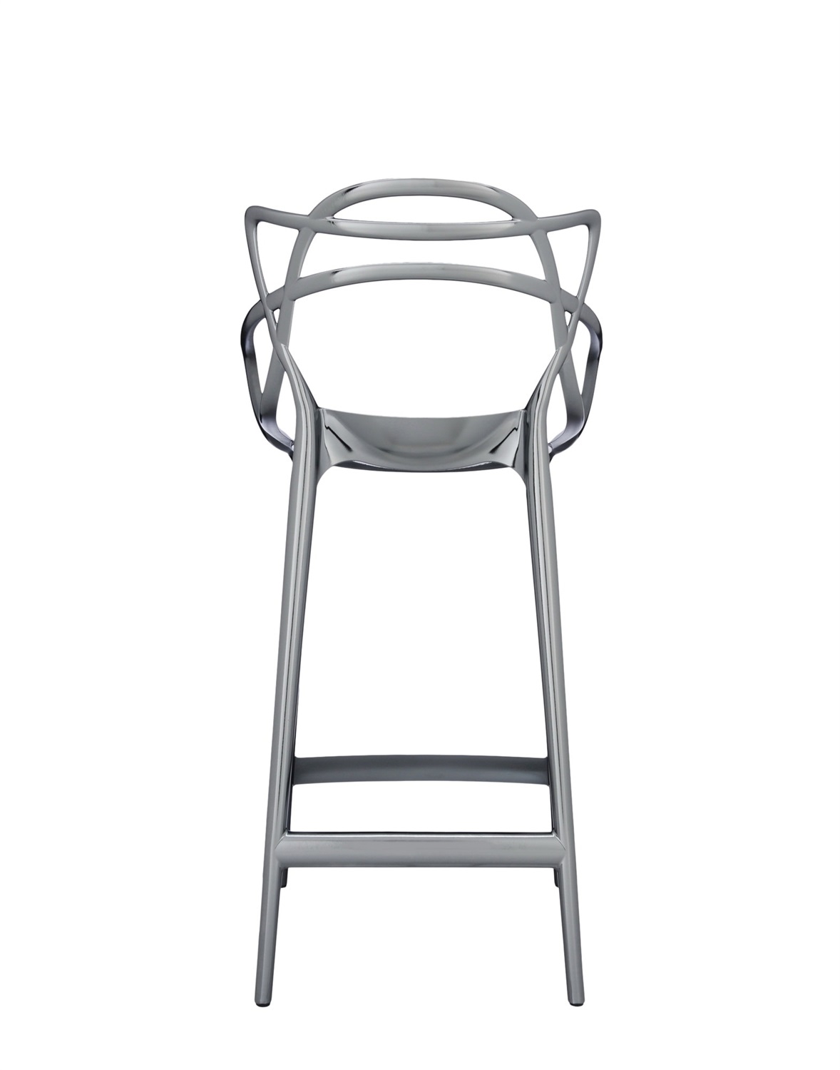 Kartell Masters Stool Sgabello - Tecnopolimero Riciclato Metallizzato Nero (Titanio), H. 65 cm, Design Philippe Starck