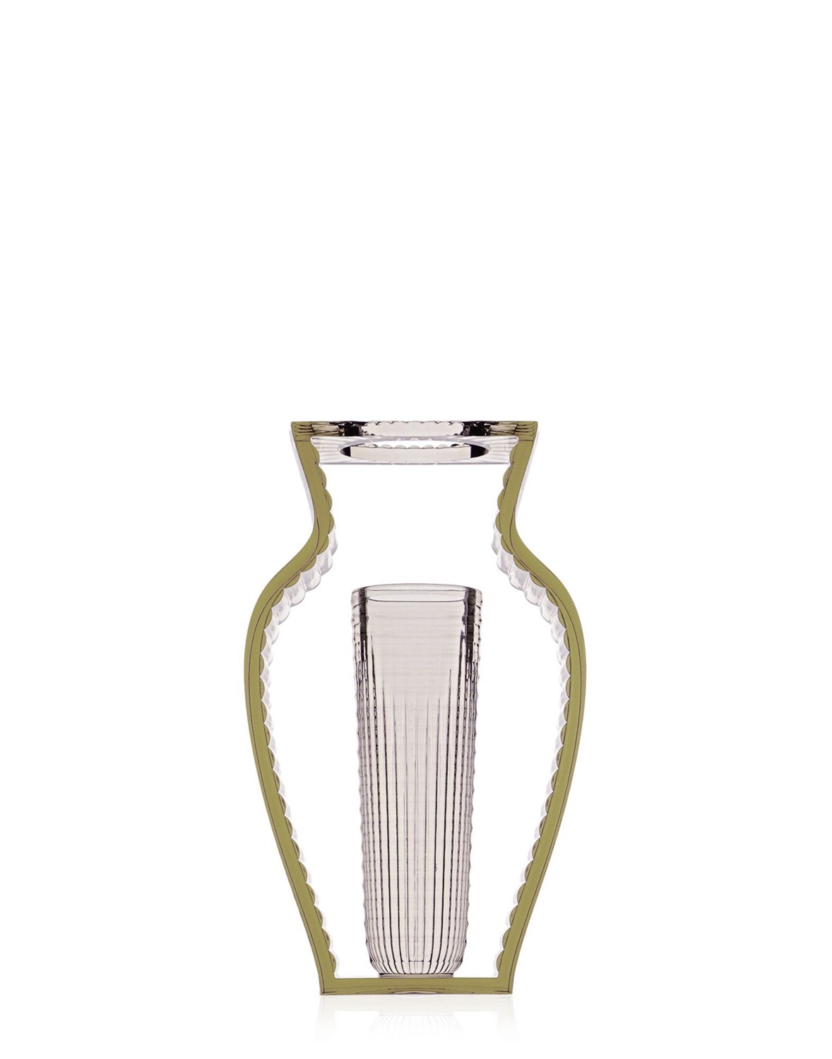 Kartell Vaso I Shine Verde - Design Eugeni Quitllet, PMMA Trasparente, 20x9.5xH33 cm, Indoor/Outdoor