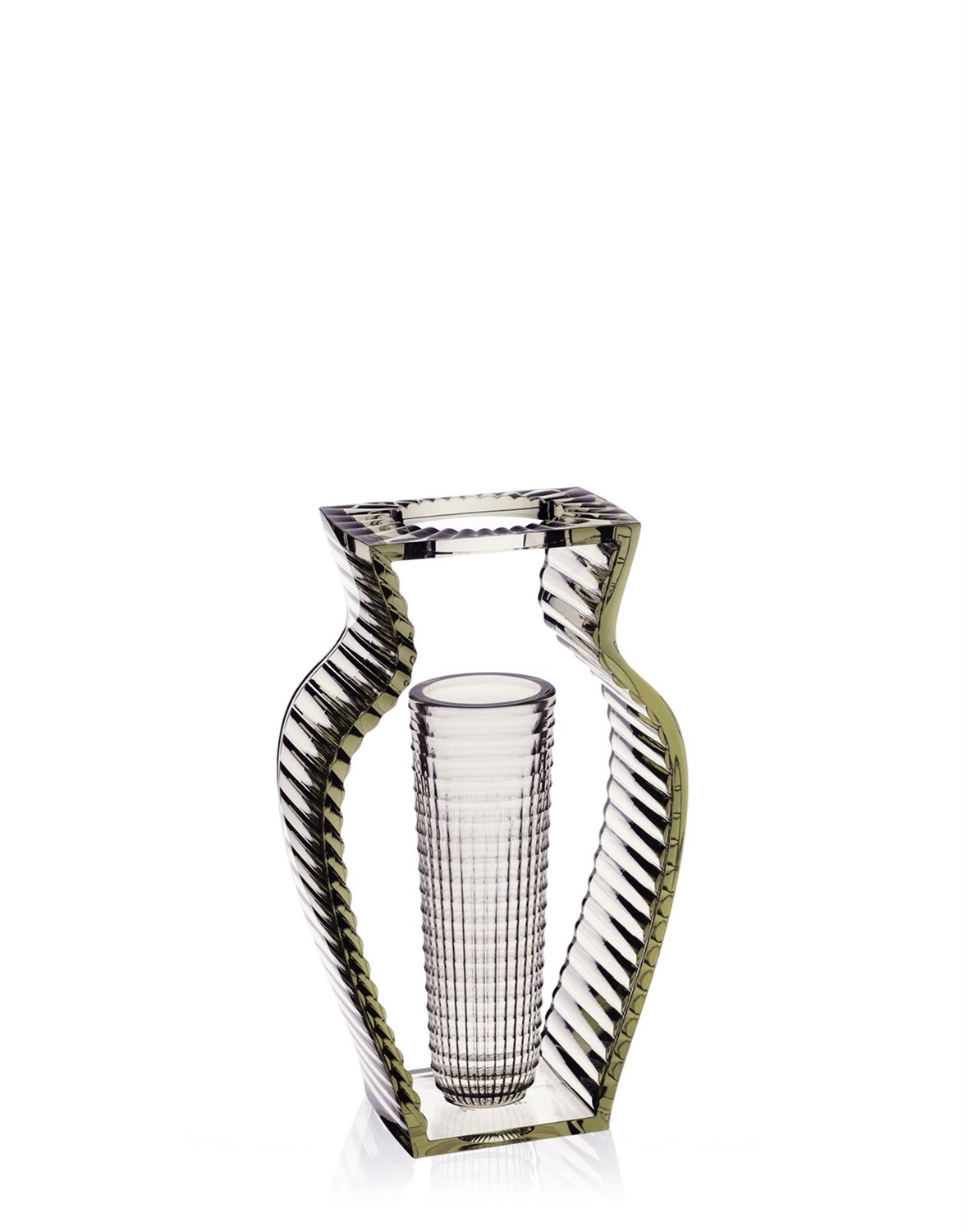 Kartell Vaso I Shine Verde - Design Eugeni Quitllet, PMMA Trasparente, 20x9.5xH33 cm, Indoor/Outdoor