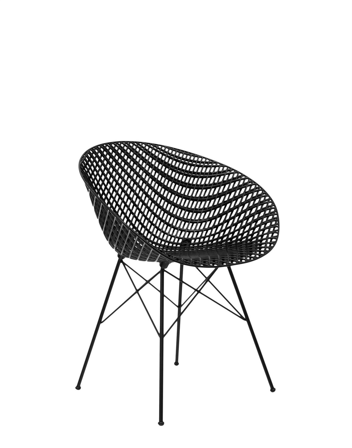 Kartell Sedia Smatrik - Design Tokujin Yoshioka - Nero - Policarbonato - H 77 cm, L 61 cm, P 55 cm, H seduta 44 cm