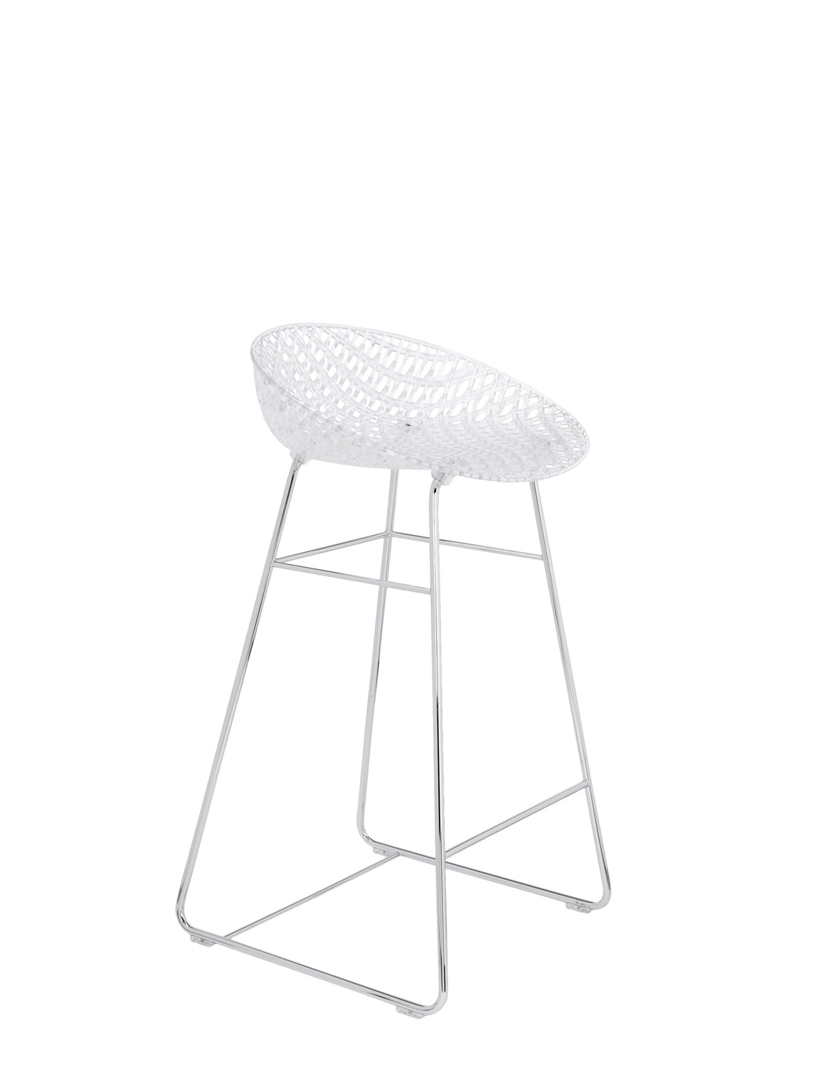 Kartell Sgabello Smatrik - Trasparente in Policarbonato con Struttura Cromata - Design di Tokujin Yoshioka