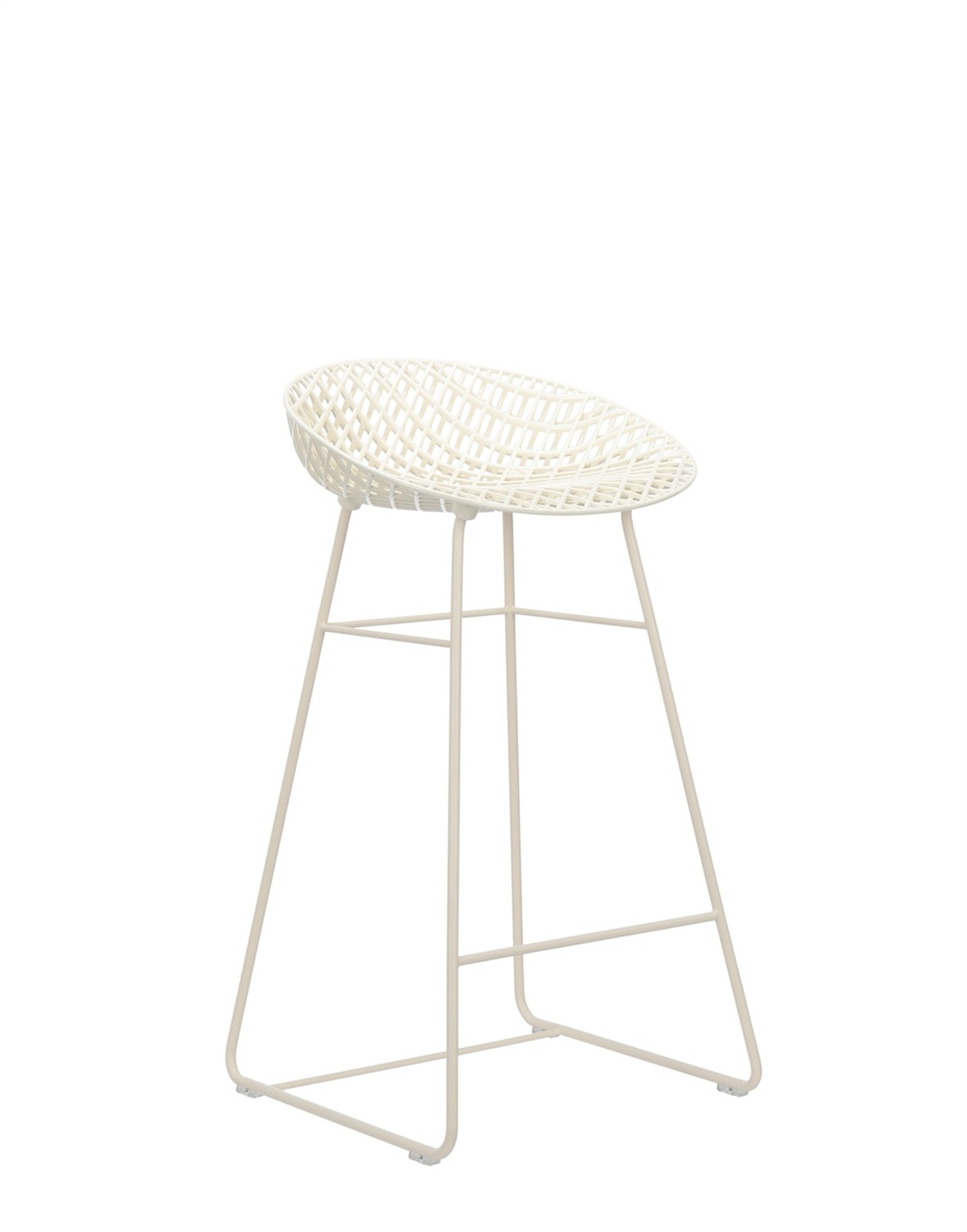 Kartell Smatrik Sgabello Bar - Bianco, Design Tokujin Yoshioka, Policarbonato e Acciaio, Dimensioni 43x42x80 cm