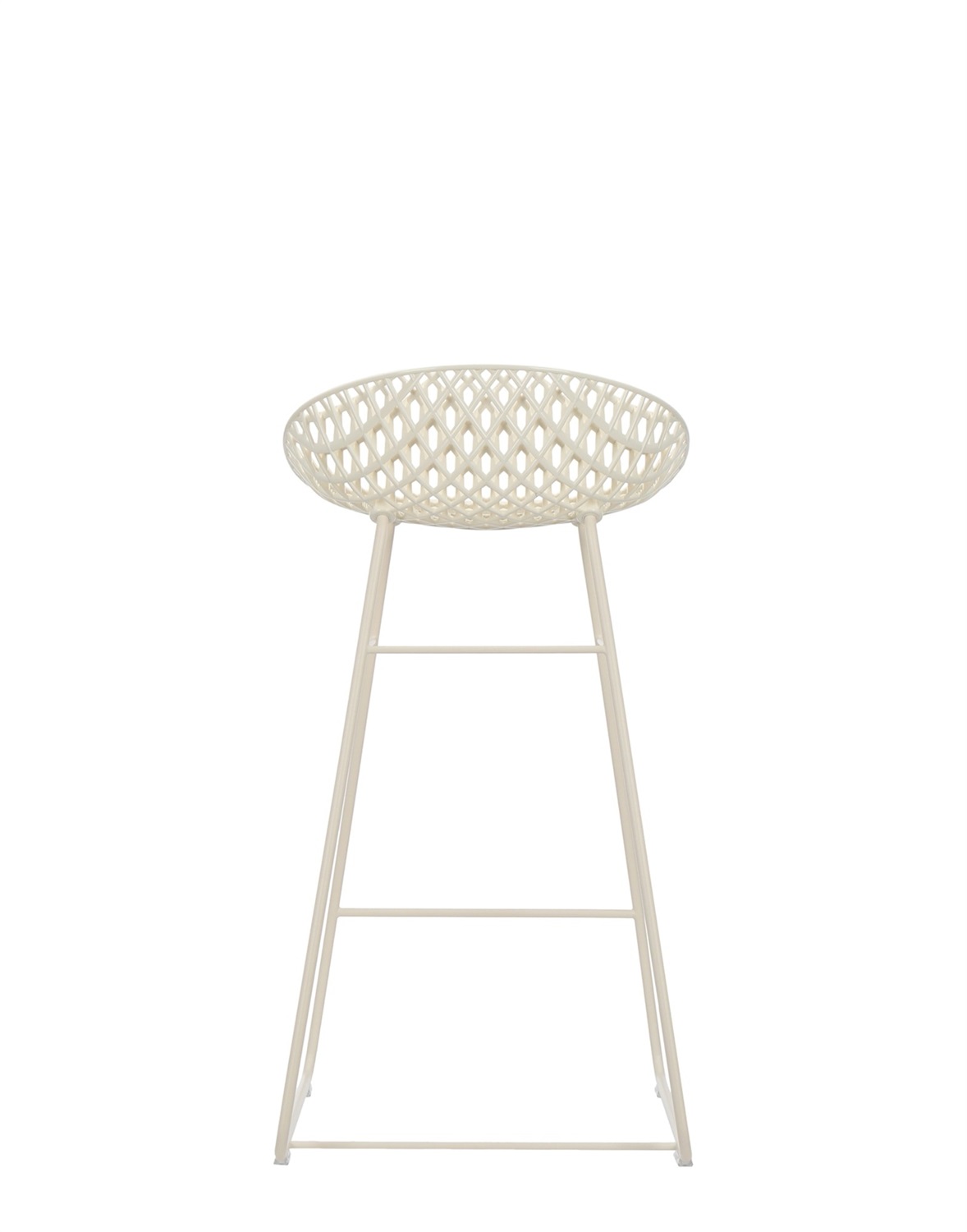 Kartell Smatrik Sgabello Bar - Bianco, Design Tokujin Yoshioka, Policarbonato e Acciaio, Dimensioni 43x42x80 cm