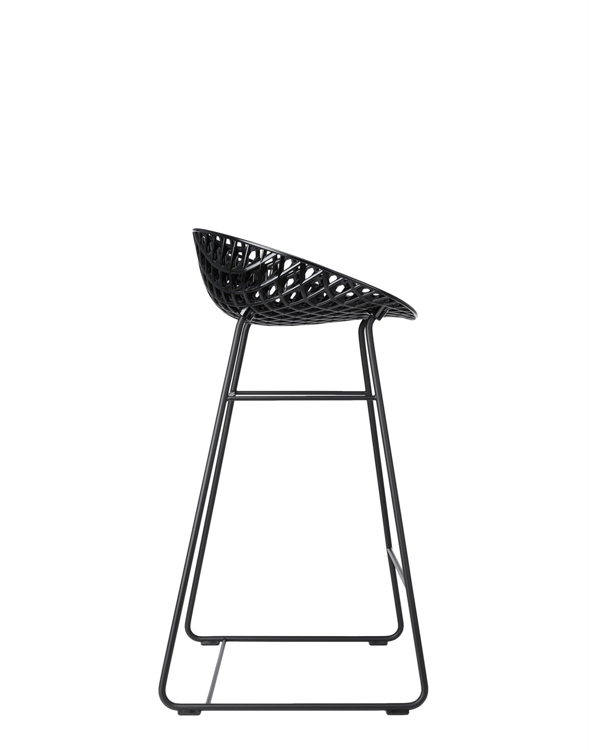 Kartell Smatrik Stool - Sgabello da pranzo in policarbonato e acciaio, Nero, Design Tokujin Yoshioka, Dimensioni: 43x42x80 cm, Altezza seduta: 65 cm