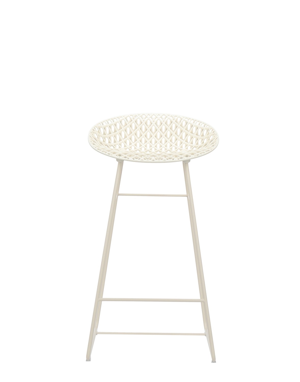 Kartell Smatrik Sgabello Outdoor - Design Tokujin Yoshioka, Bianco, Struttura in Acciaio Inox, Dimensioni 43x42x80 cm
