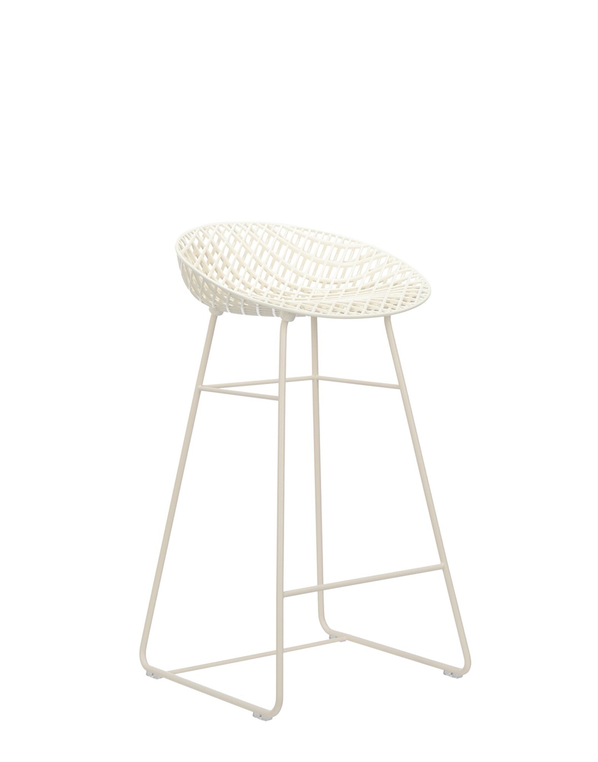Kartell Smatrik Sgabello Outdoor - Design Tokujin Yoshioka, Bianco, Struttura in Acciaio Inox, Dimensioni 43x42x80 cm