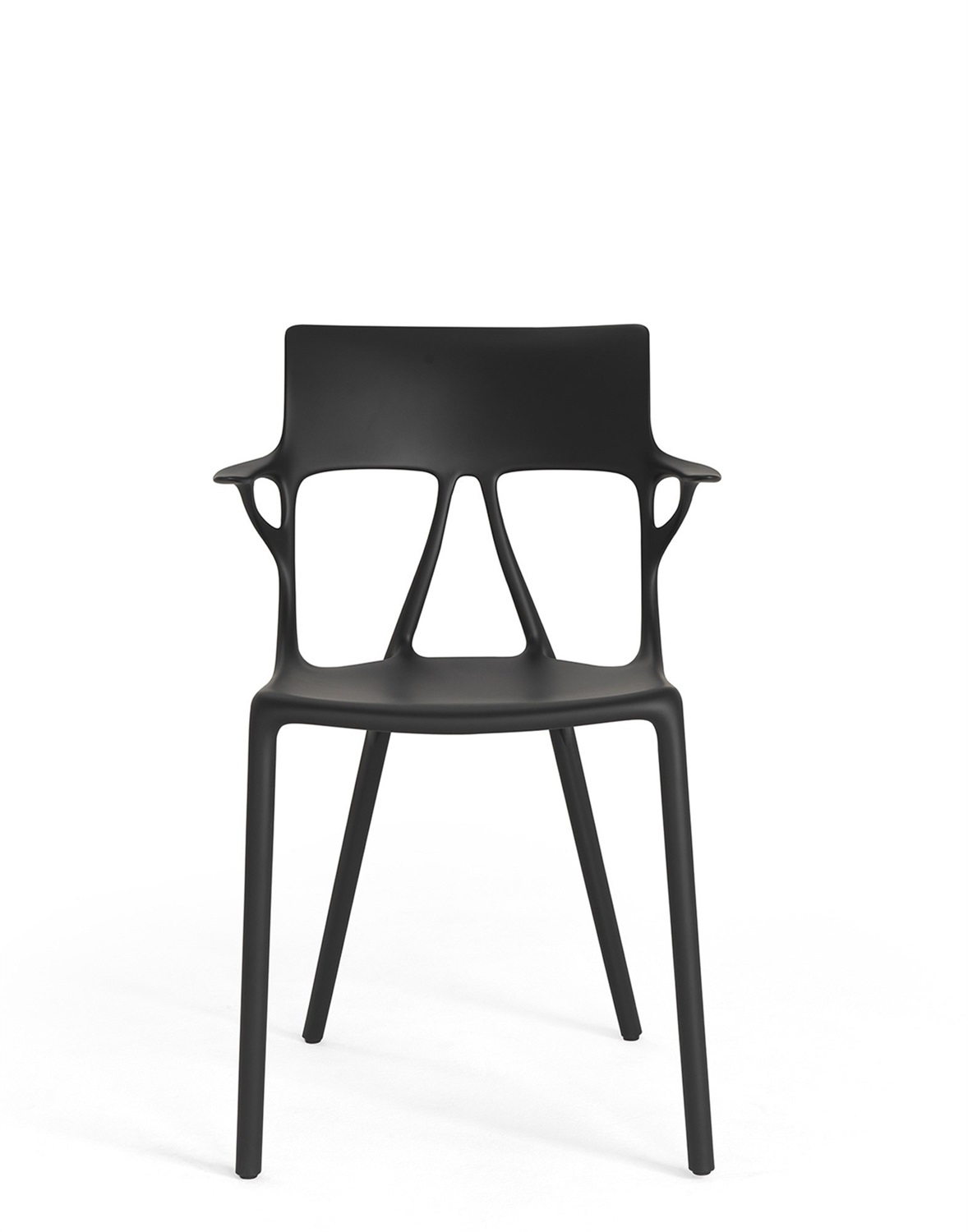 Kartell A.I. Sedia con Braccioli in Tecnopolimero Riciclato, Nero, Design Philippe Starck, H 81 cm, Set da 2