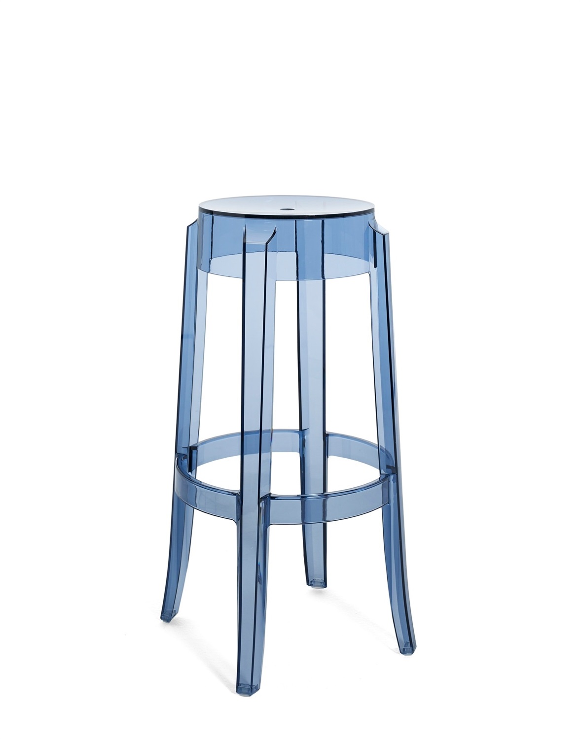 Kartell Charles Ghost Sgabello Alto Impilabile - Altezza 75 cm, Policarbonato Trasparente, Design Philippe Starck