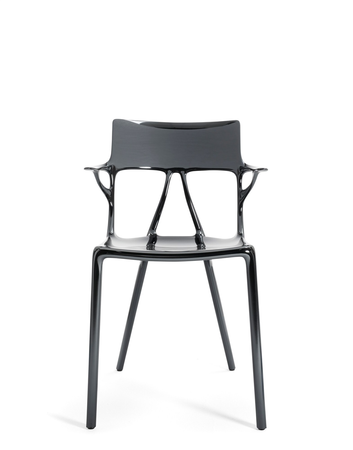 Kartell A.I. Metal Sedia in Metallo Titanio - Design Philippe Starck, Dimensioni 55x55x80 cm, Seduta 46 cm, Braccioli 68 cm