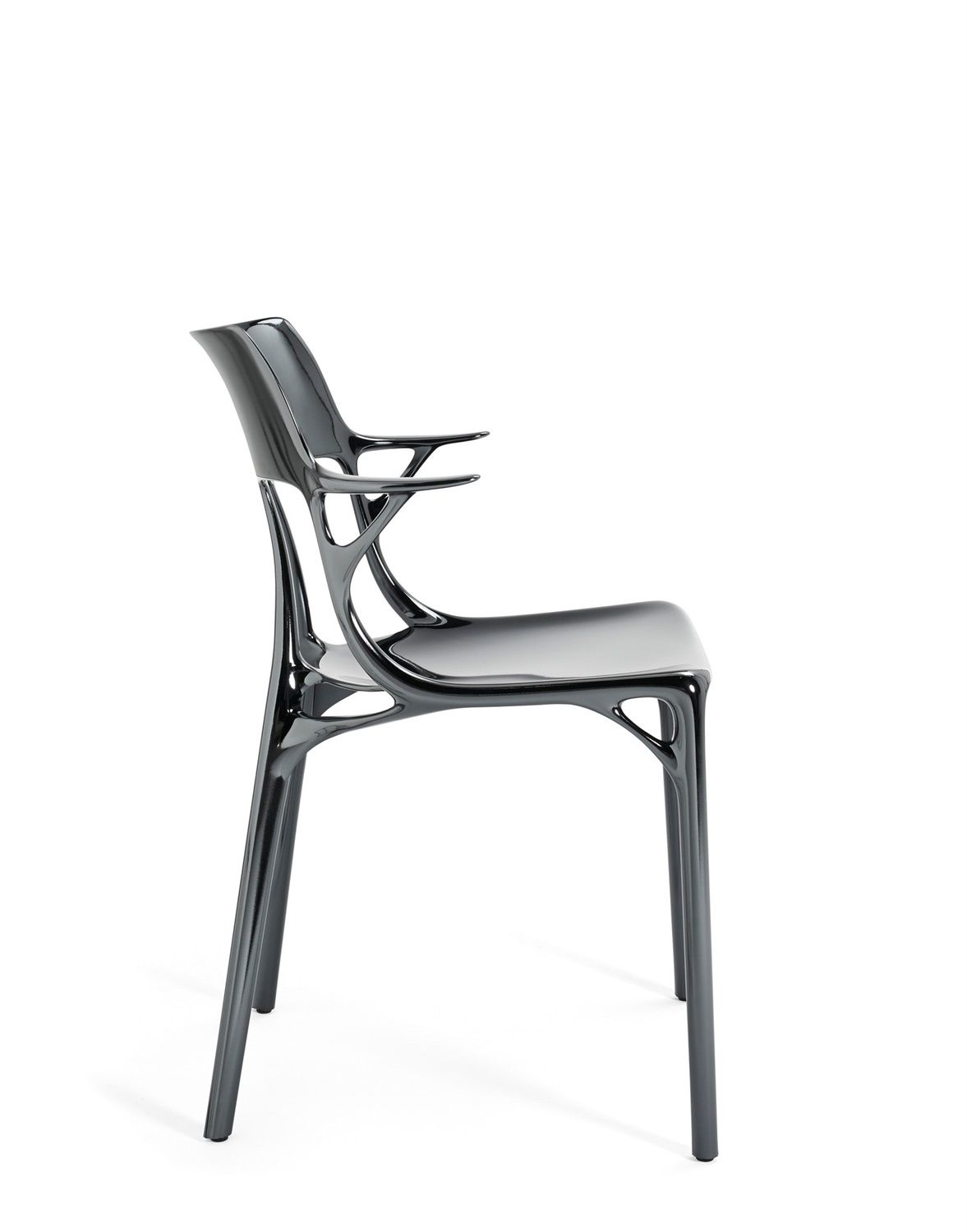 Kartell A.I. Metal Sedia in Metallo Titanio - Design Philippe Starck, Dimensioni 55x55x80 cm, Seduta 46 cm, Braccioli 68 cm