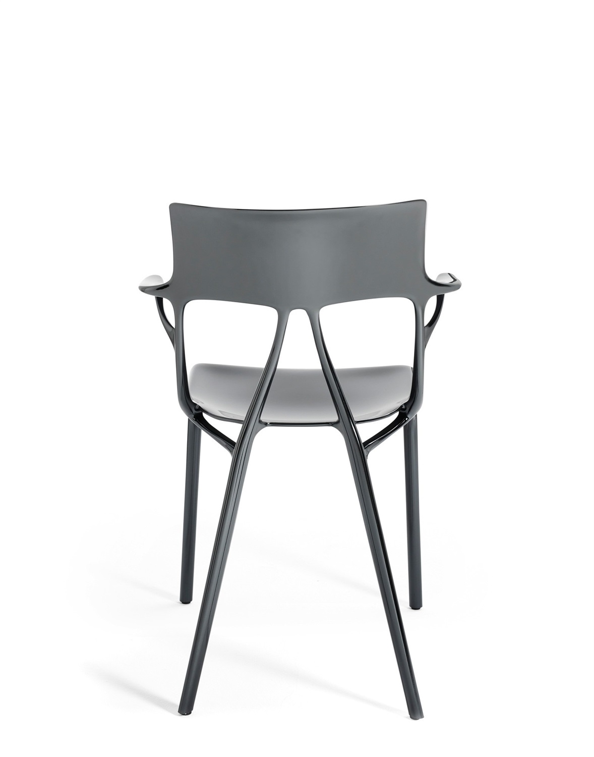 Kartell A.I. Metal Sedia in Metallo Titanio - Design Philippe Starck, Dimensioni 55x55x80 cm, Seduta 46 cm, Braccioli 68 cm