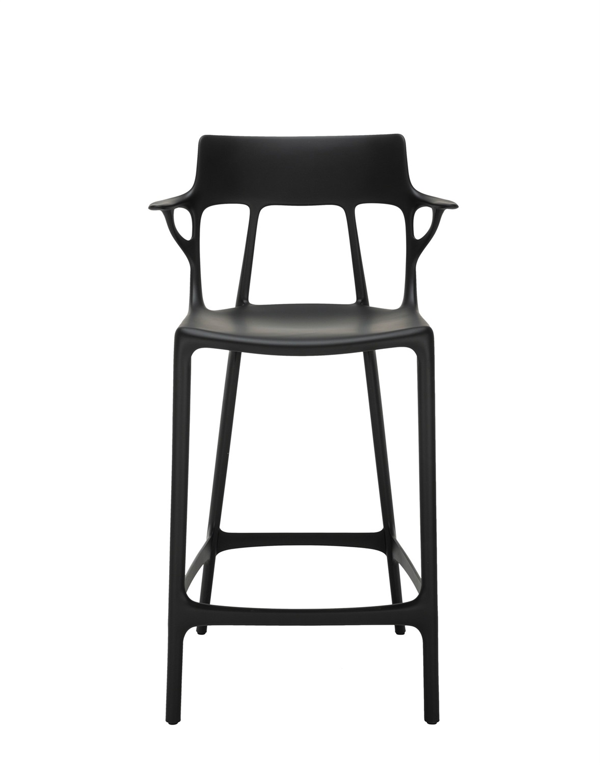 Kartell A.I. Stool Recycled - Sgabello in Tecnopolimero Riciclato, Nero, H 98 cm, Design Philippe Starck