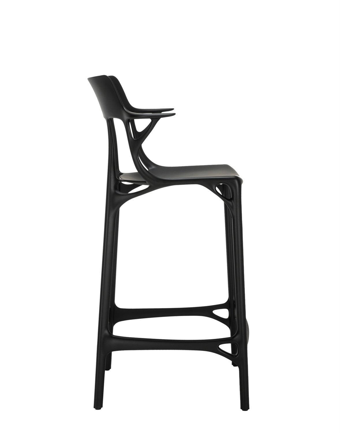 Kartell A.I. Stool Recycled - Sgabello in Tecnopolimero Riciclato, Nero, H 98 cm, Design Philippe Starck