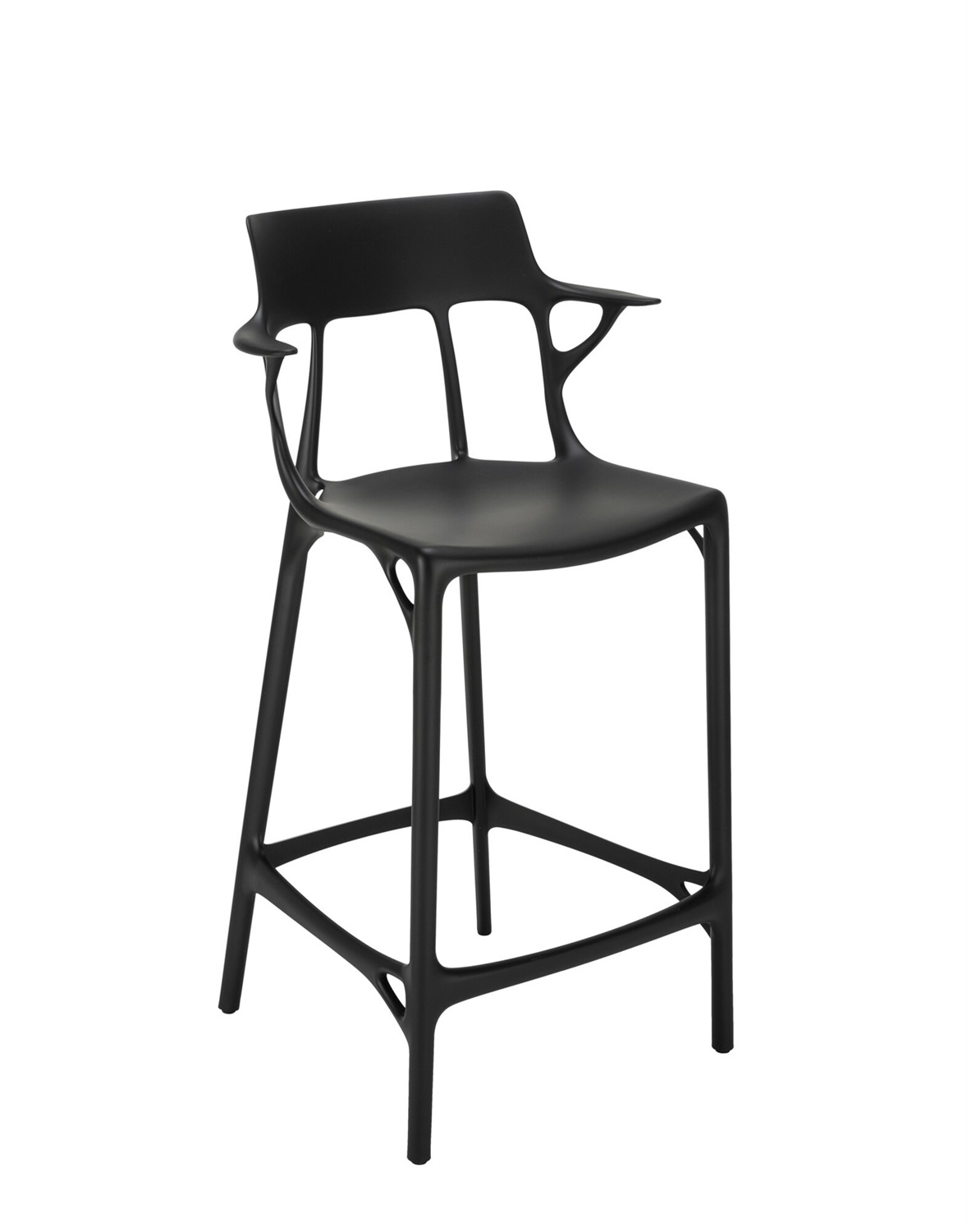 Kartell A.I. Stool Recycled - Sgabello in Tecnopolimero Riciclato, Nero, H 98 cm, Design Philippe Starck