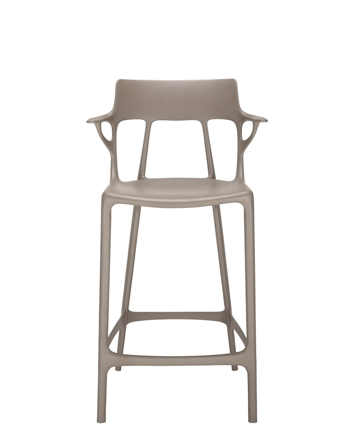 Kartell A.I. Stool Recycled - Sgabello Grigio, H 65/98 cm, Design Philippe Starck, Materiale Riciclato