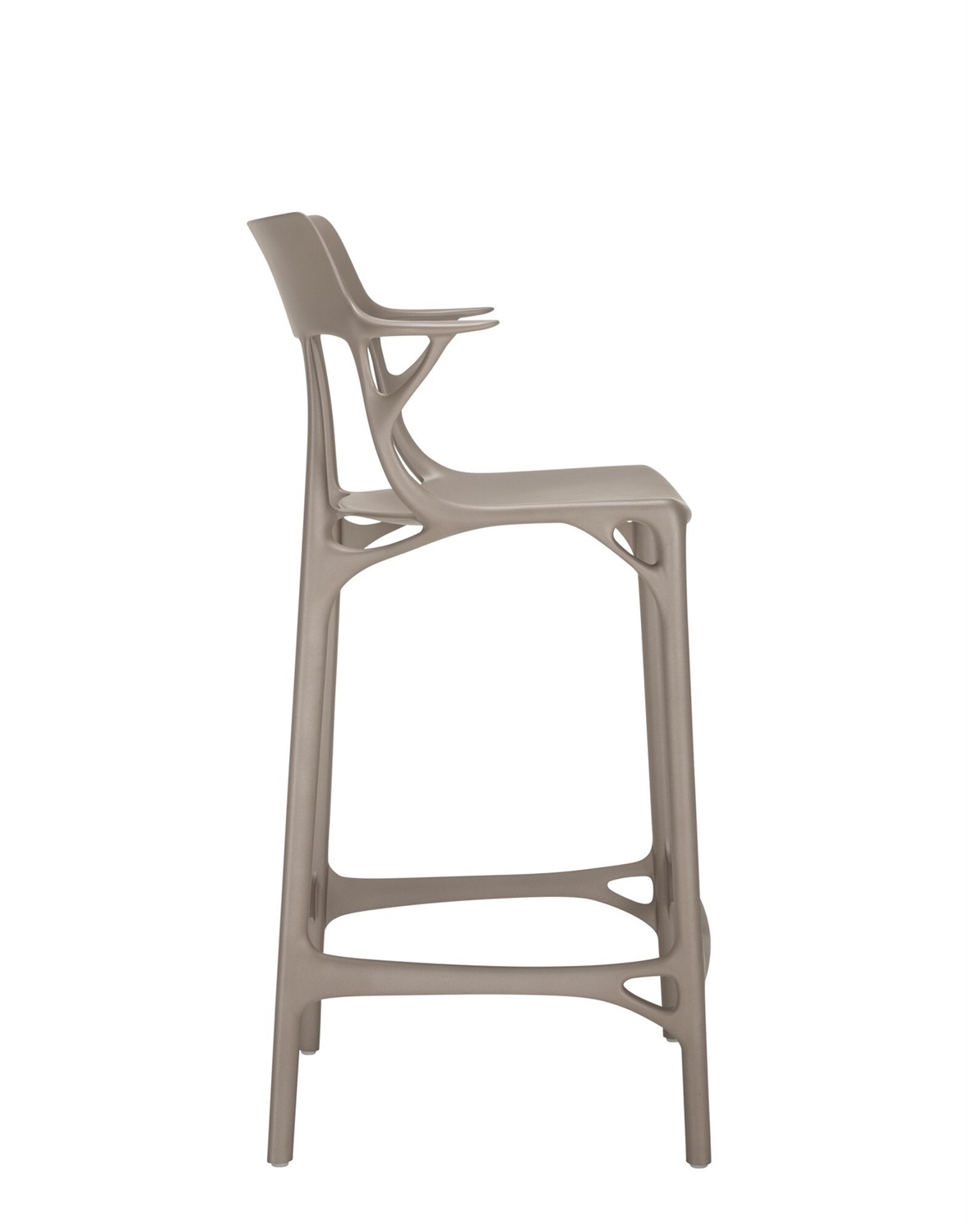 Kartell A.I. Stool Recycled - Sgabello Grigio, H 65/98 cm, Design Philippe Starck, Materiale Riciclato