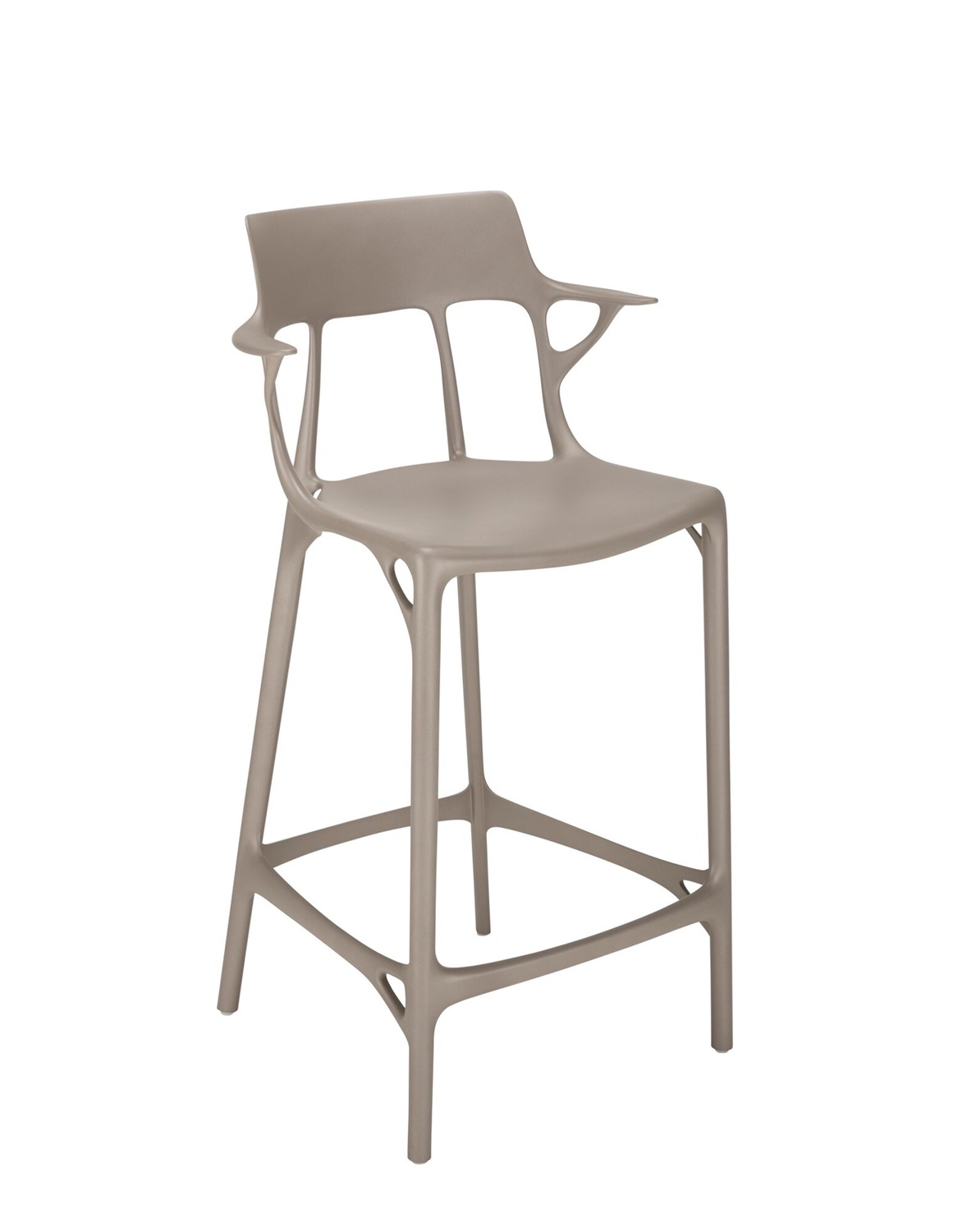 Kartell A.I. Stool Recycled - Sgabello Grigio, H 65/98 cm, Design Philippe Starck, Materiale Riciclato