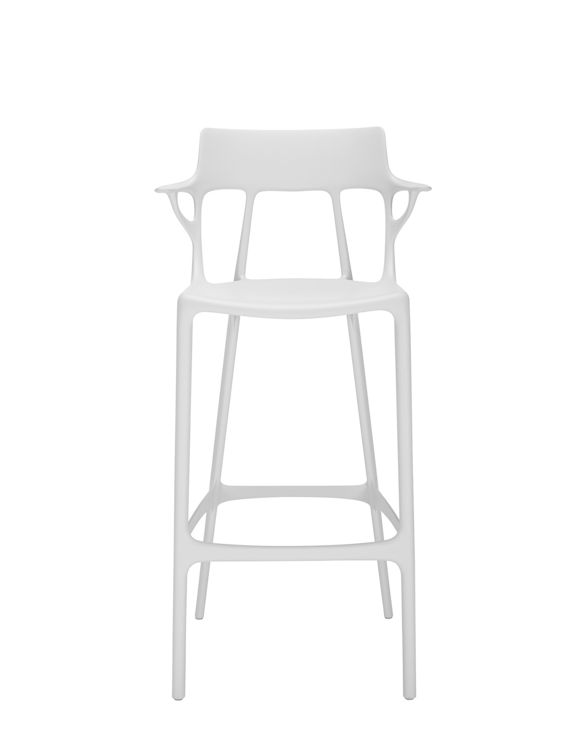 Kartell A.I. Stool Recycled Sgabello Bianco H 75/108 cm - Design Philippe Starck, Materiale Riciclato, Indoor e Outdoor
