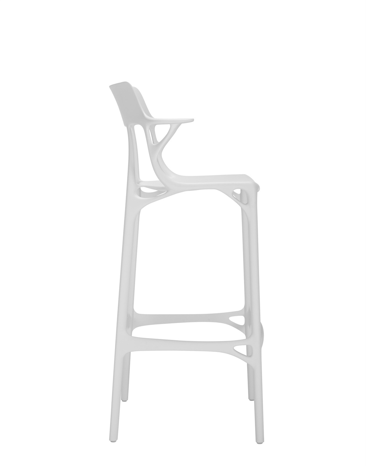 Kartell A.I. Stool Recycled Sgabello Bianco H 75/108 cm - Design Philippe Starck, Materiale Riciclato, Indoor e Outdoor