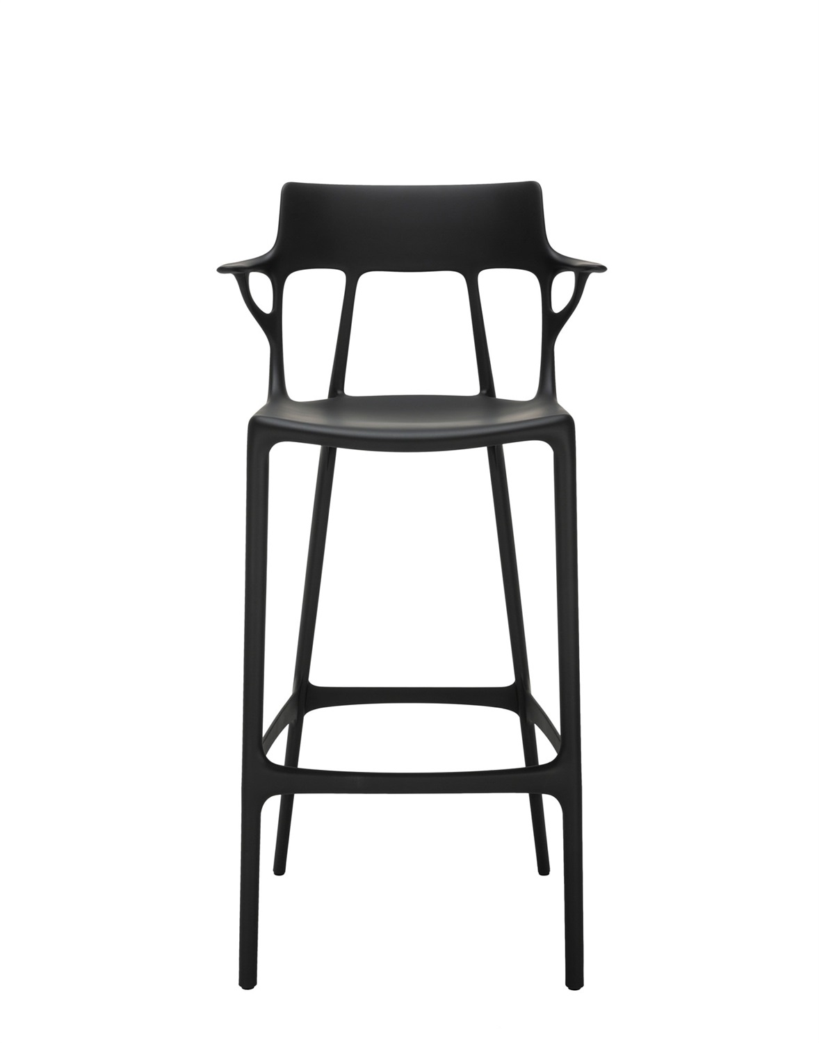 Kartell A.I. Stool Recycled Sgabello Nero - H 65/75 cm, Design Philippe Starck, Materiale Riciclato