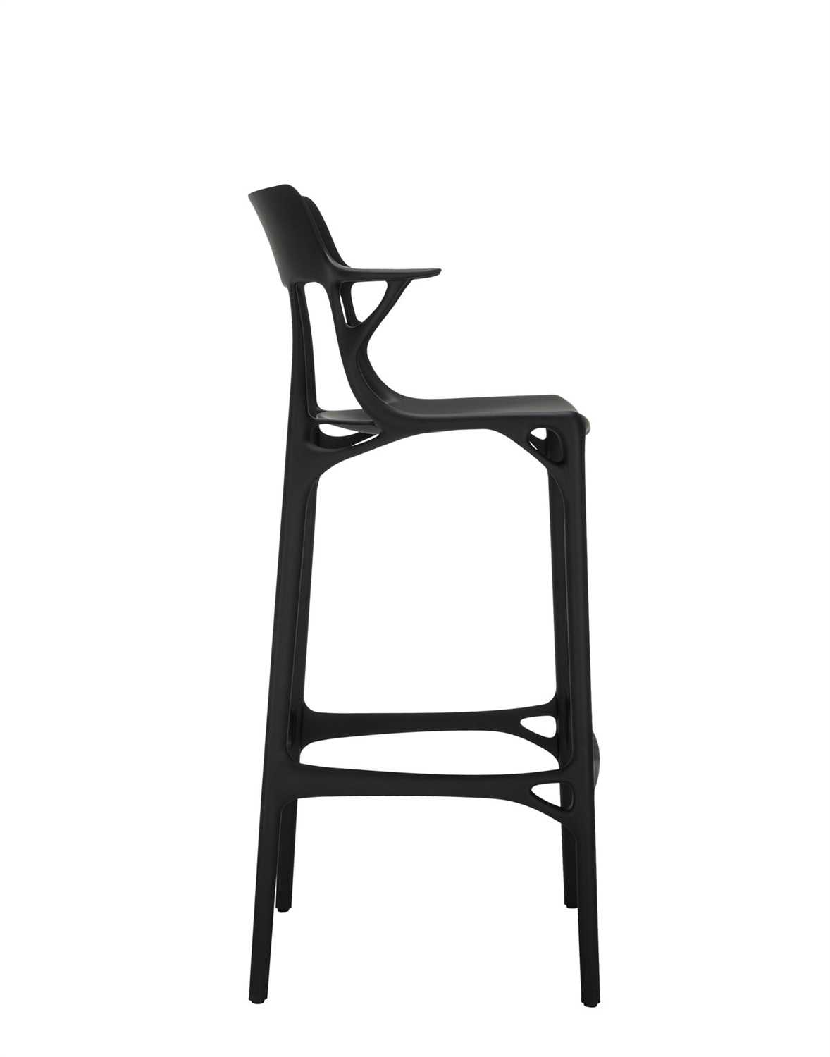 Kartell A.I. Stool Recycled Sgabello Nero - H 65/75 cm, Design Philippe Starck, Materiale Riciclato