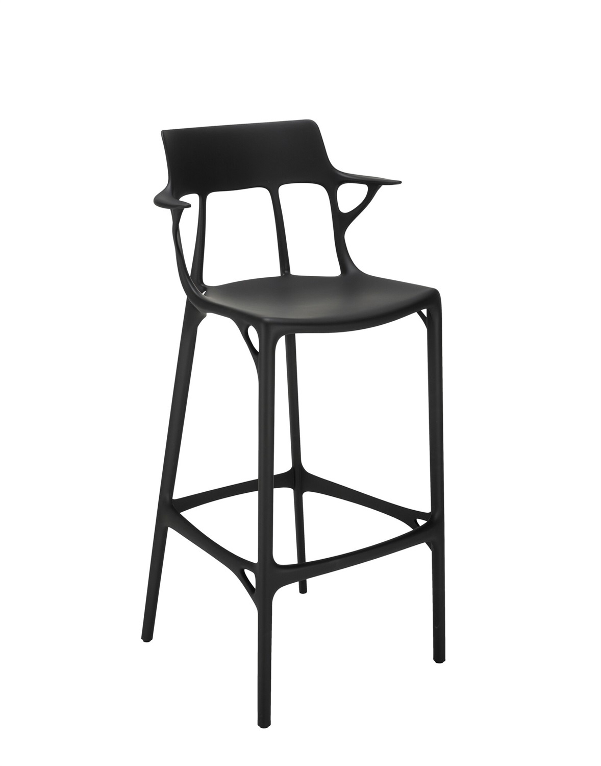 Kartell A.I. Stool Recycled Sgabello Nero - H 65/75 cm, Design Philippe Starck, Materiale Riciclato