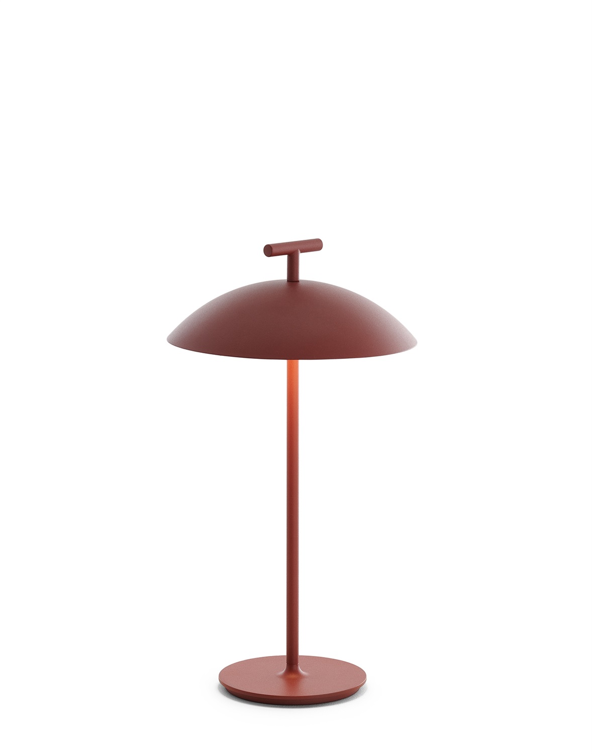 KARTELL Mini Geen-A Lampada da Tavolo Portatile a Batteria Rosso Mattone - Acciaio, Ø 20 cm x H 36,5 cm, LED Dimmerabile