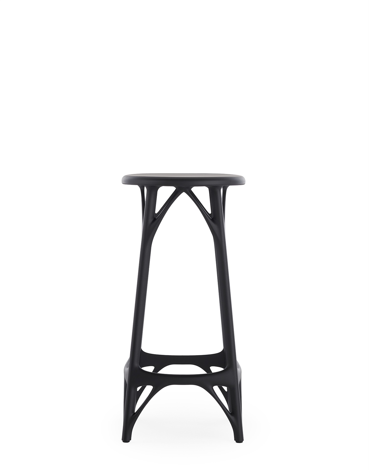 Kartell Sgabello Bar A.I. Light - Nero, in Tecnopolimero Riciclato, Design Philippe Starck, Ø 32 x H 65 cm