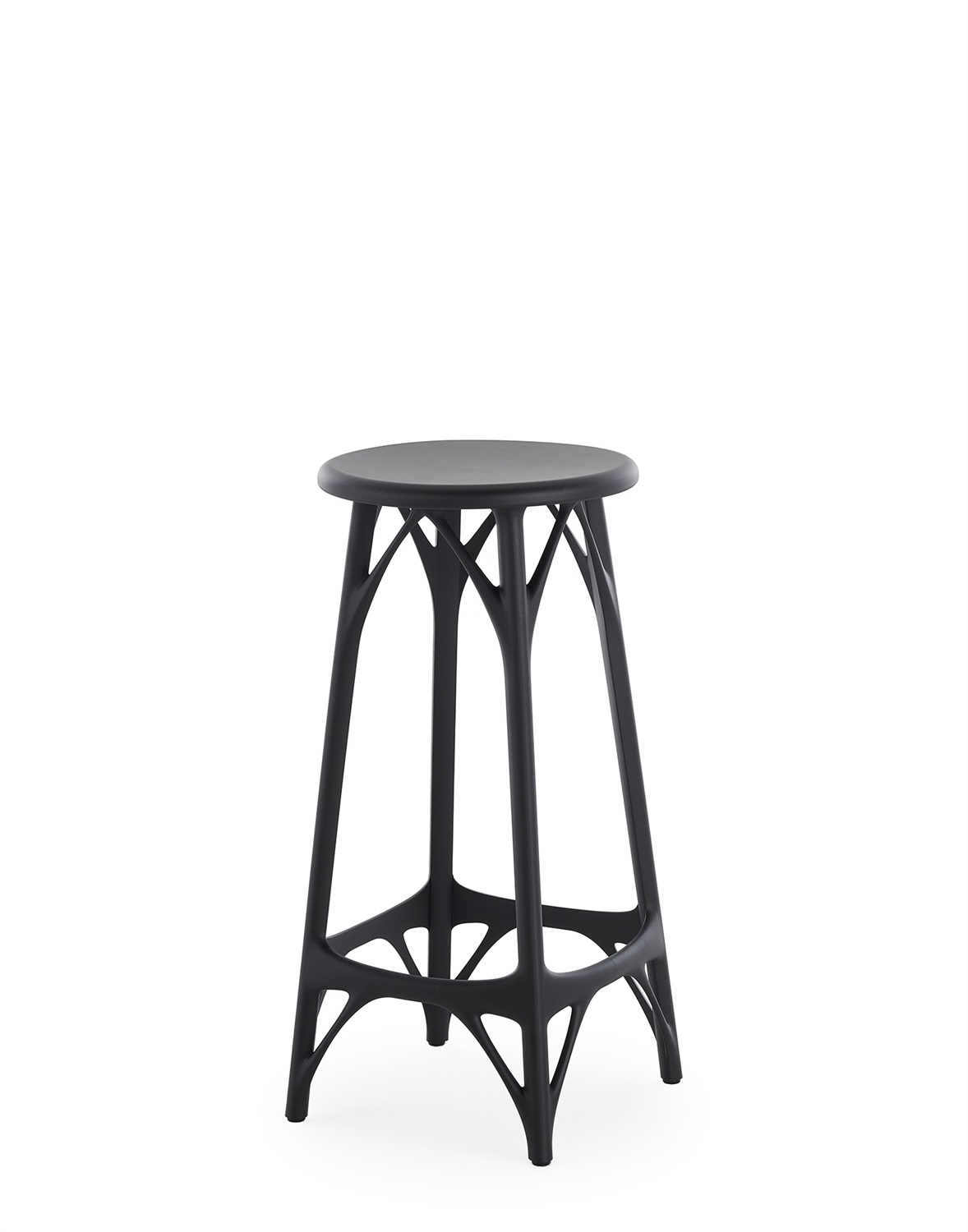 Kartell Sgabello Bar A.I. Light - Nero, in Tecnopolimero Riciclato, Design Philippe Starck, Ø 32 x H 65 cm