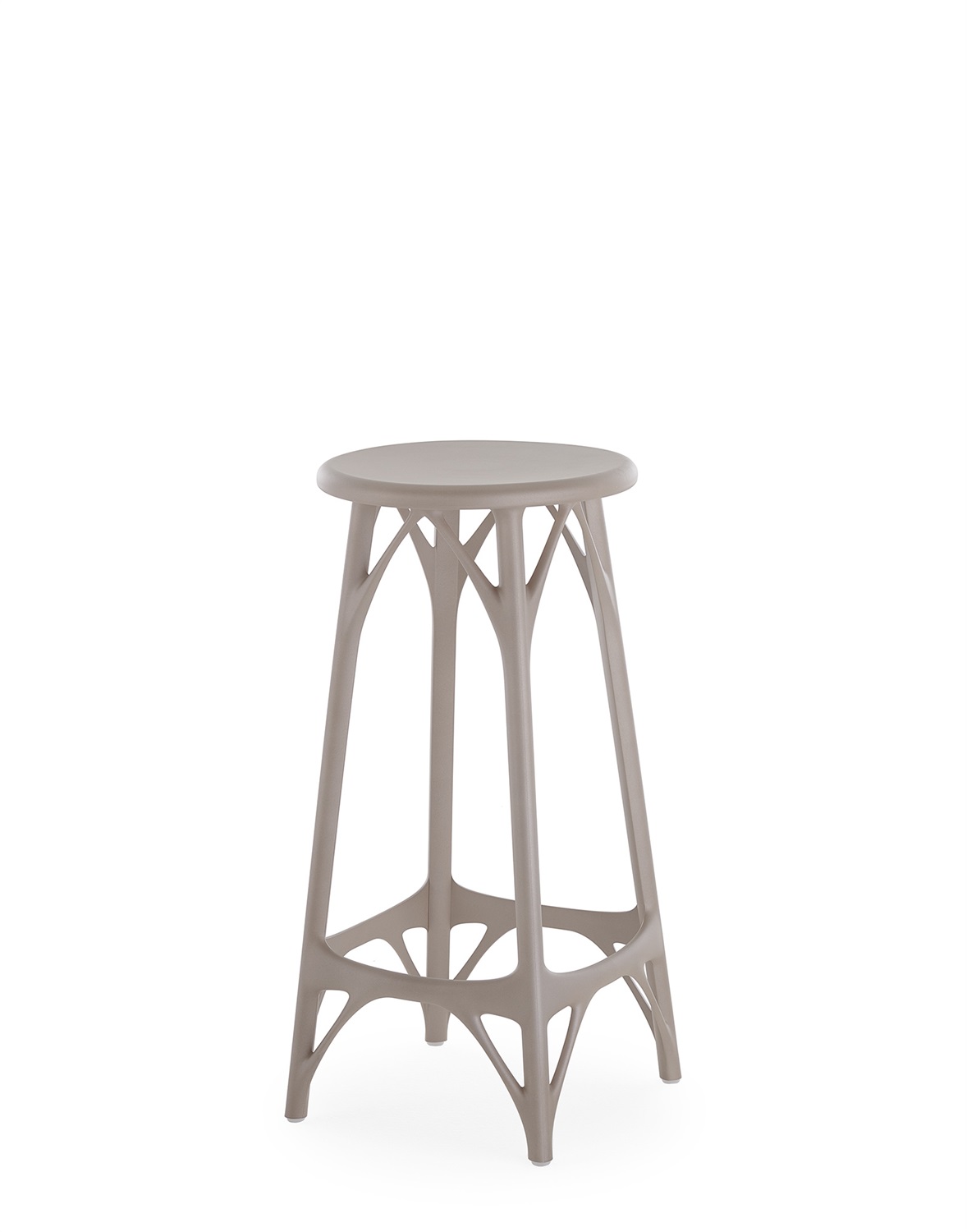 Kartell A.I. Stool Light Sgabello Bar Grigio in Tecnopolimero Riciclato - Designer Philippe Starck - Ø 32 x H 65 cm