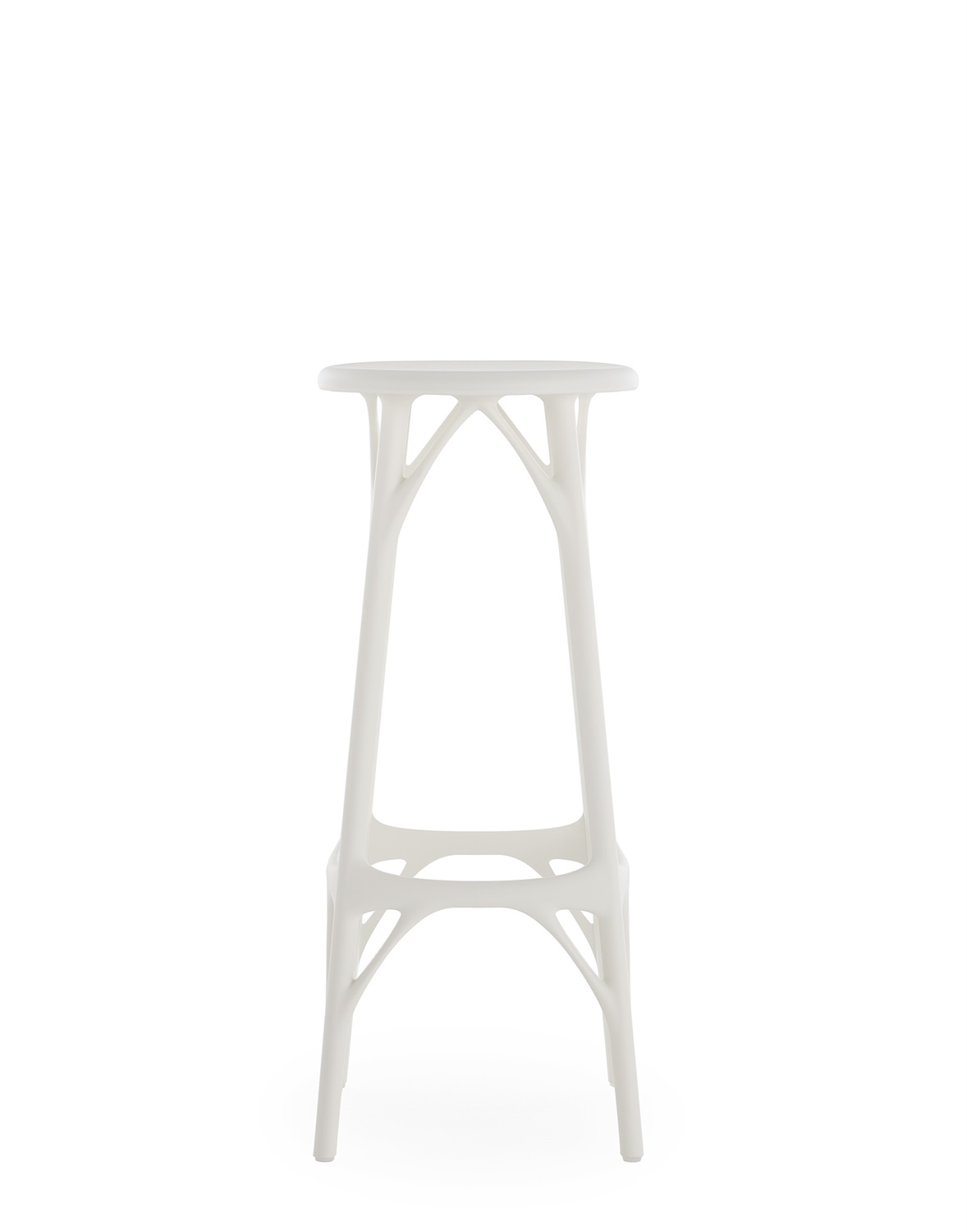 Kartell Sgabello Bar A.I. Stool Light - Bianco, in Tecnopolimero Riciclato, Design Philippe Starck, Ø 32 cm x H 75 cm