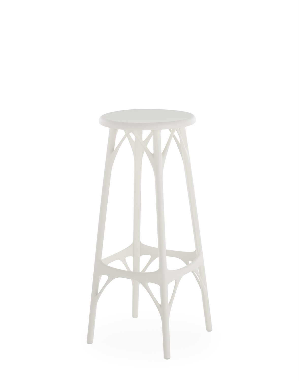 Kartell Sgabello Bar A.I. Stool Light - Bianco, in Tecnopolimero Riciclato, Design Philippe Starck, Ø 32 cm x H 75 cm