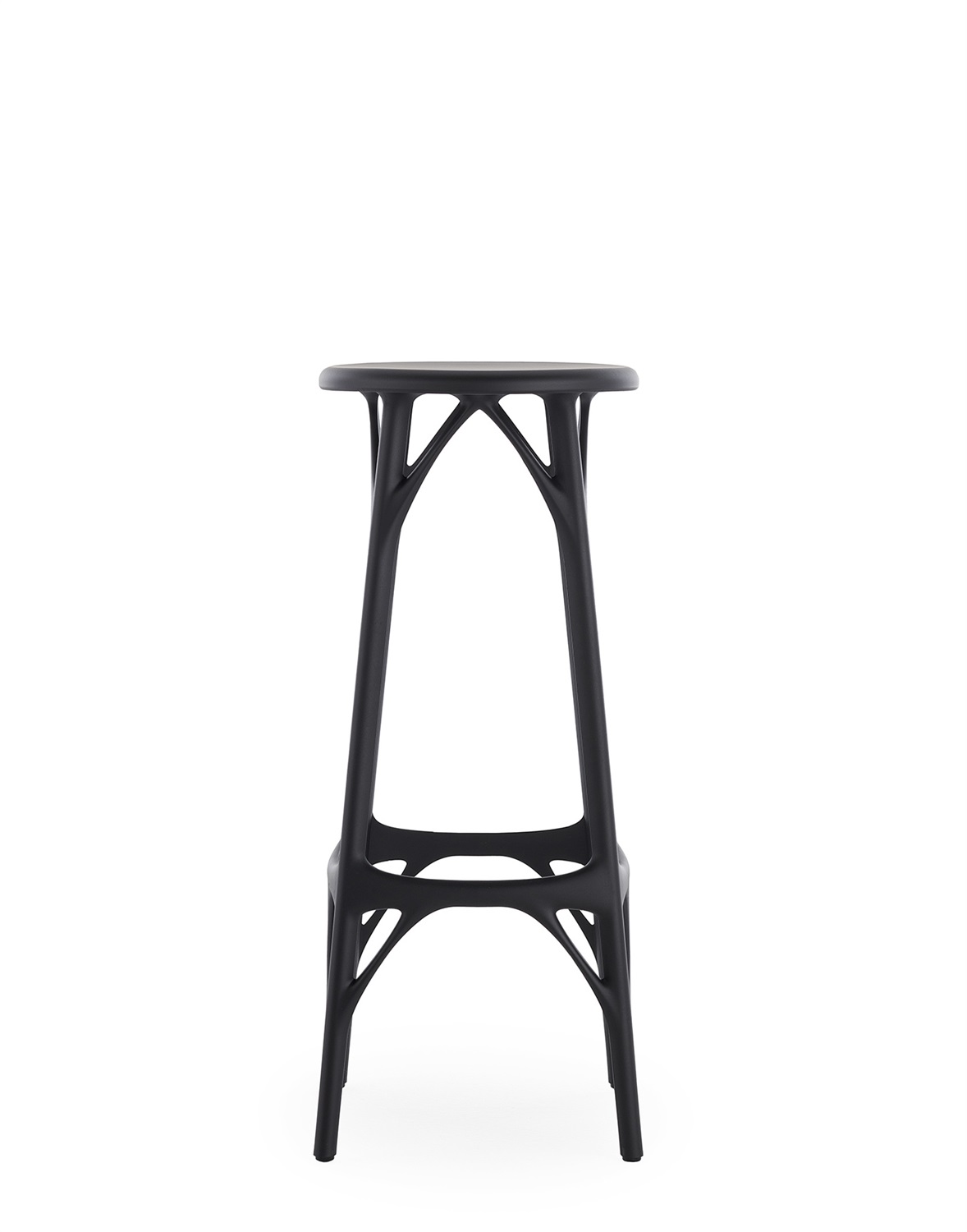 Kartell Sgabello Bar A.I. Light - Nero - Tecnopolimero Riciclato - Design Philippe Starck - Ø 32 x H 75 cm