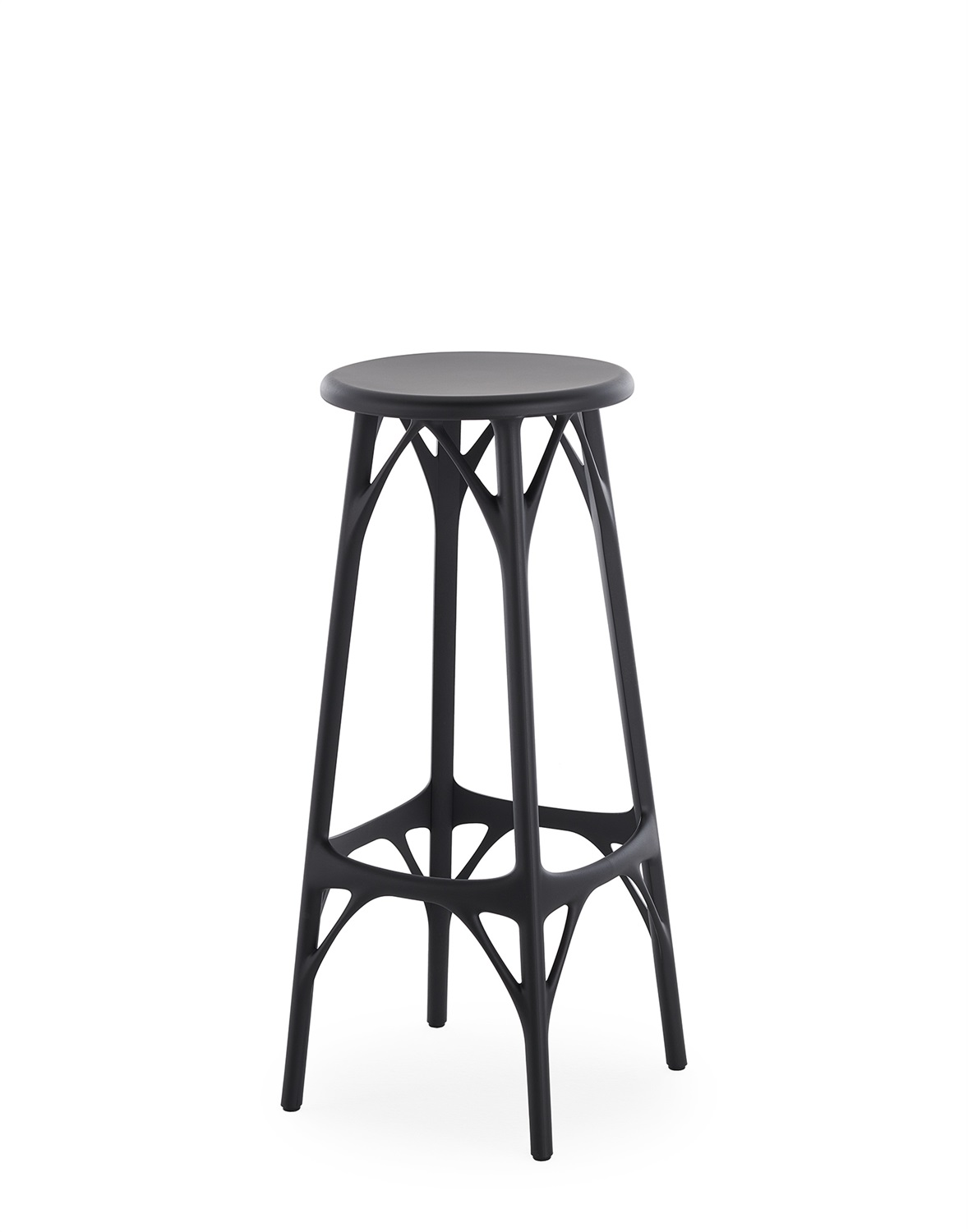 Kartell Sgabello Bar A.I. Light - Nero - Tecnopolimero Riciclato - Design Philippe Starck - Ø 32 x H 75 cm