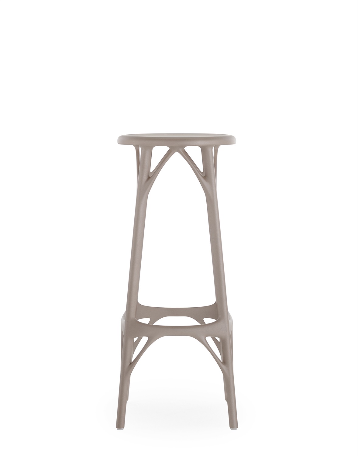 Kartell A.I. Stool Light Sgabello da Bar Grigio in Tecnopolimero Riciclato - Design Philippe Starck, Ø 32 x H 75 cm