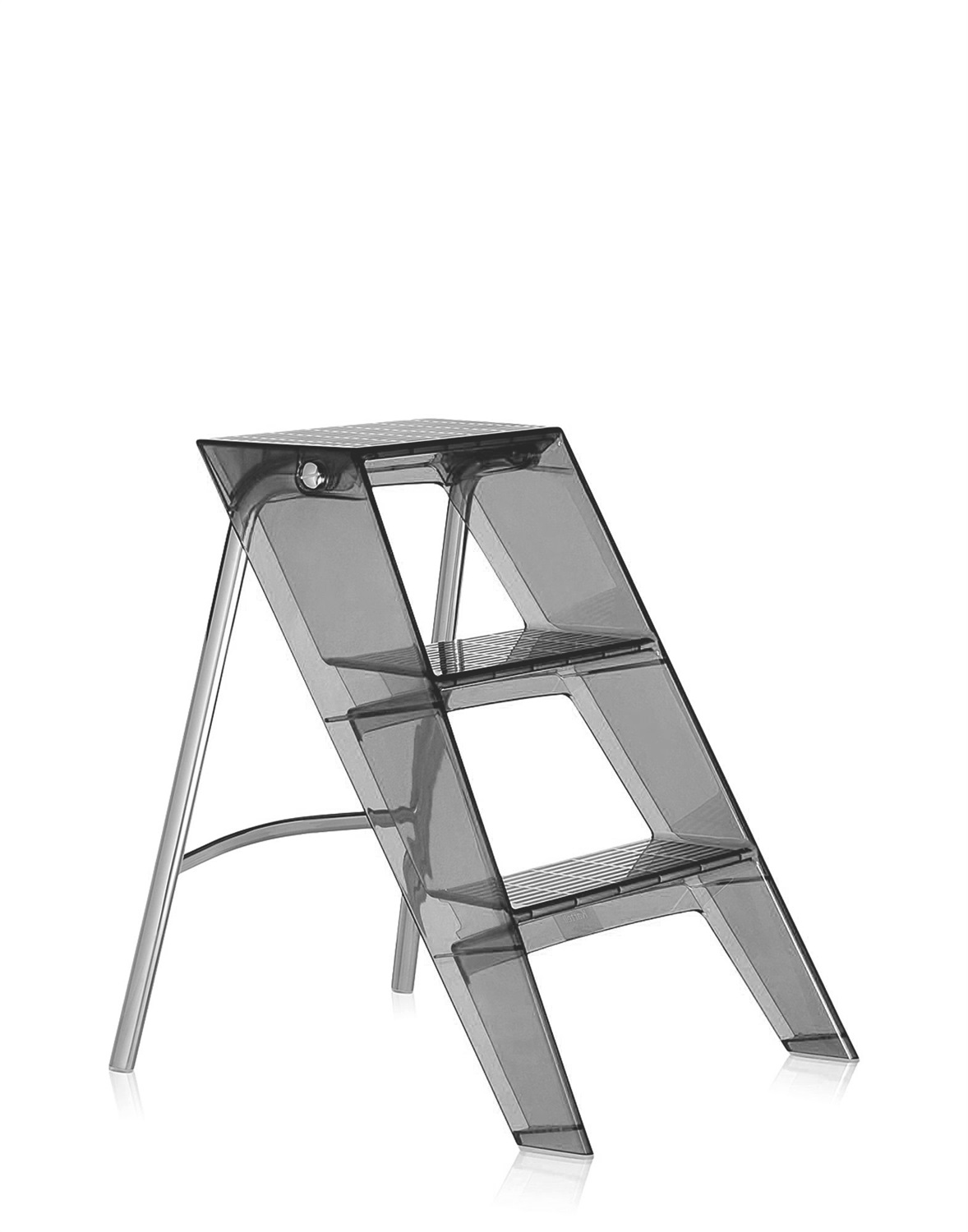 Kartell Upper Scaletta Pieghevole Fumé - 60 cm, Acciaio Cromato e Policarbonato 2.0