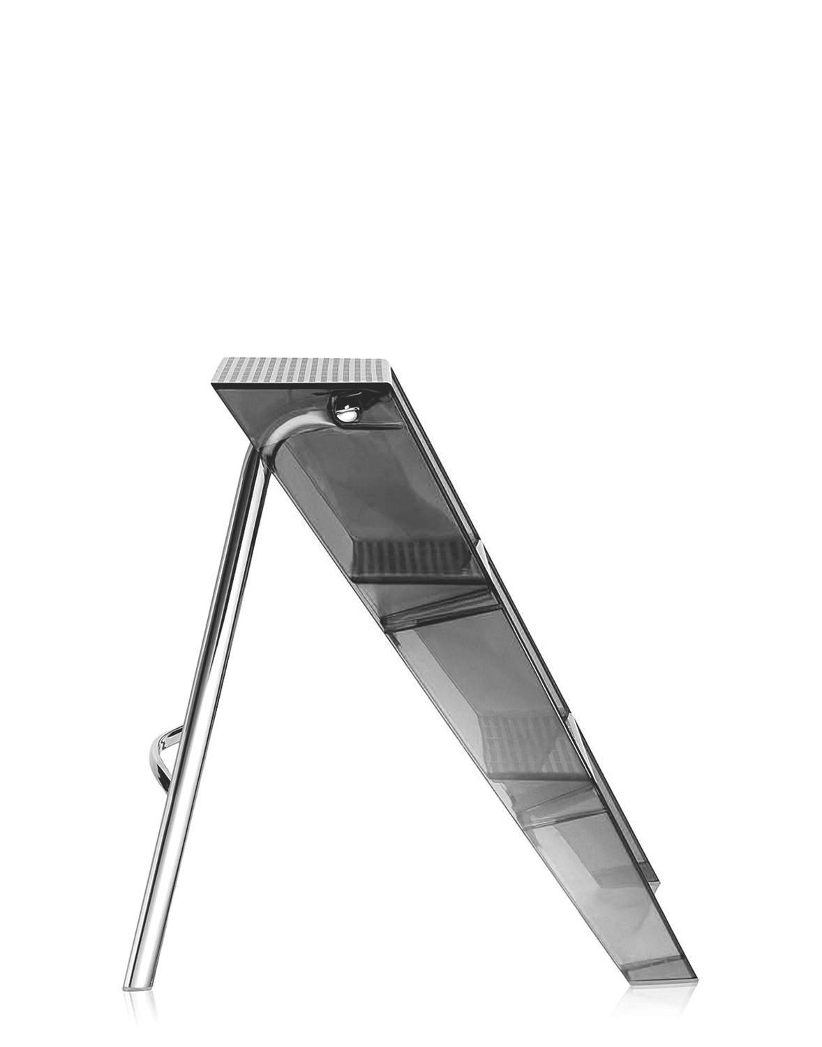 Kartell Upper Scaletta Pieghevole Fumé - 60 cm, Acciaio Cromato e Policarbonato 2.0