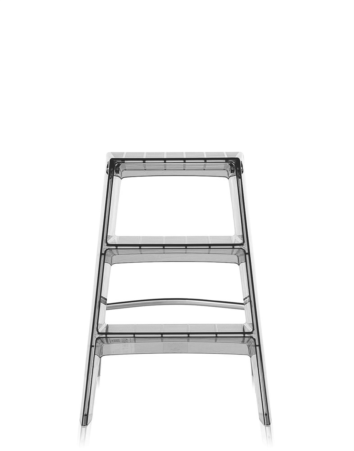 Kartell Upper Scaletta Pieghevole Fumé - 60 cm, Acciaio Cromato e Policarbonato 2.0