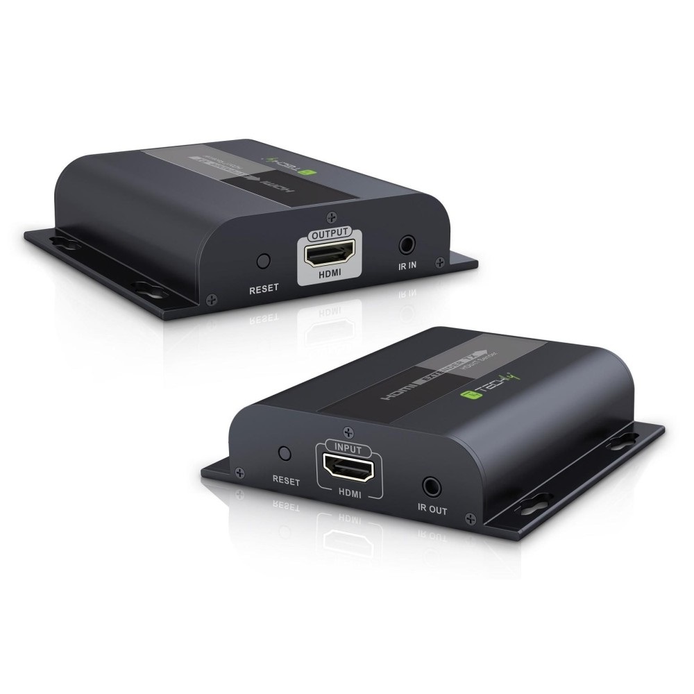 Techly IDATA-EXTIP-383V4 Trasmettitore e Ricevitore AV Cablato HDMI fino a 120m, Risoluzione 1920x1080, Nero