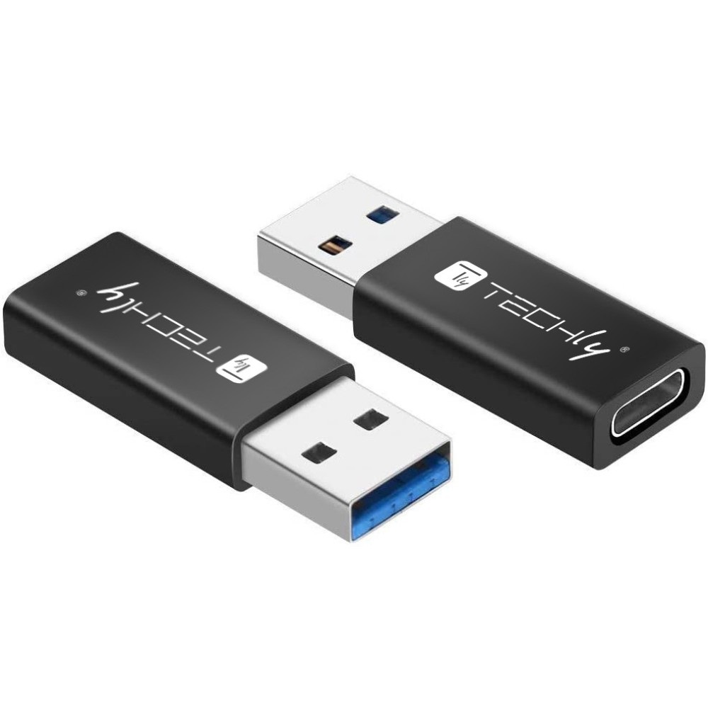 Techly Adattatore Convertitore USB 3.2 A Maschio a USB-C Femmina Nero