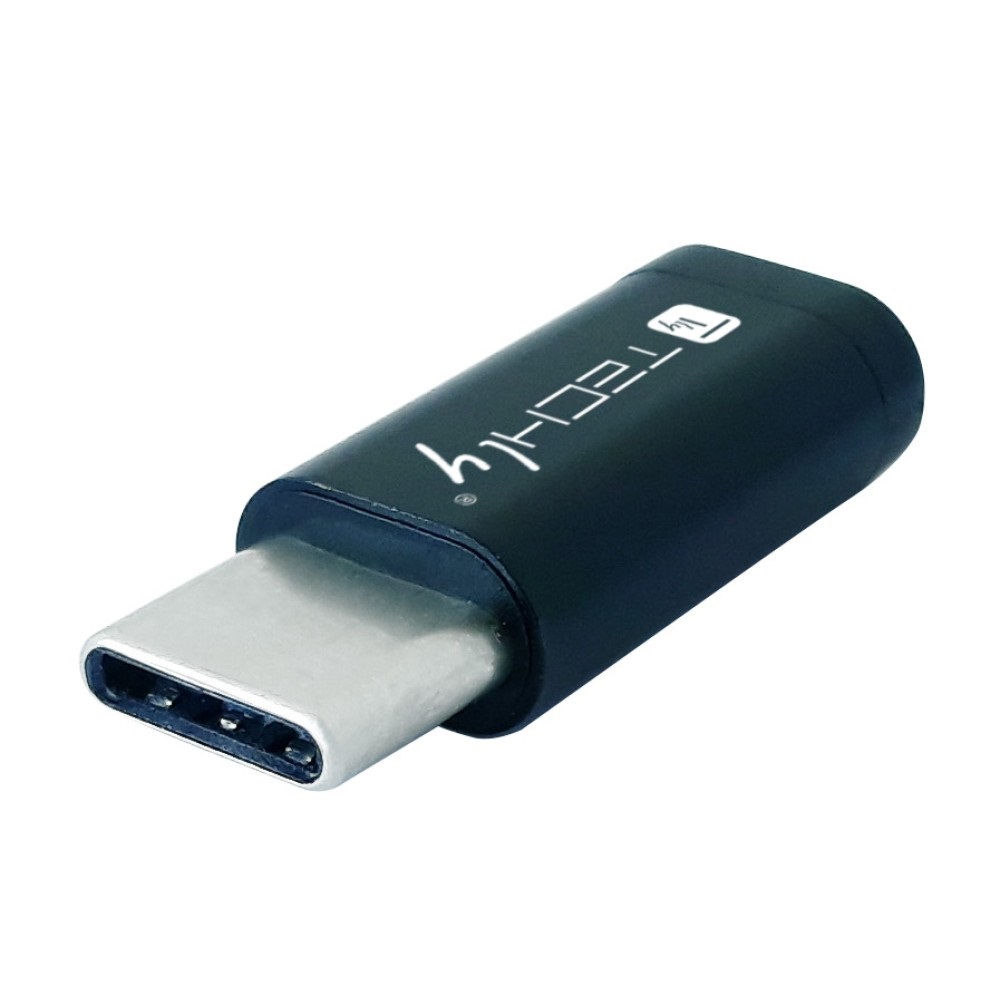 Techly Adattatore Convertitore USB-C Maschio a Micro USB Femmina - Nero