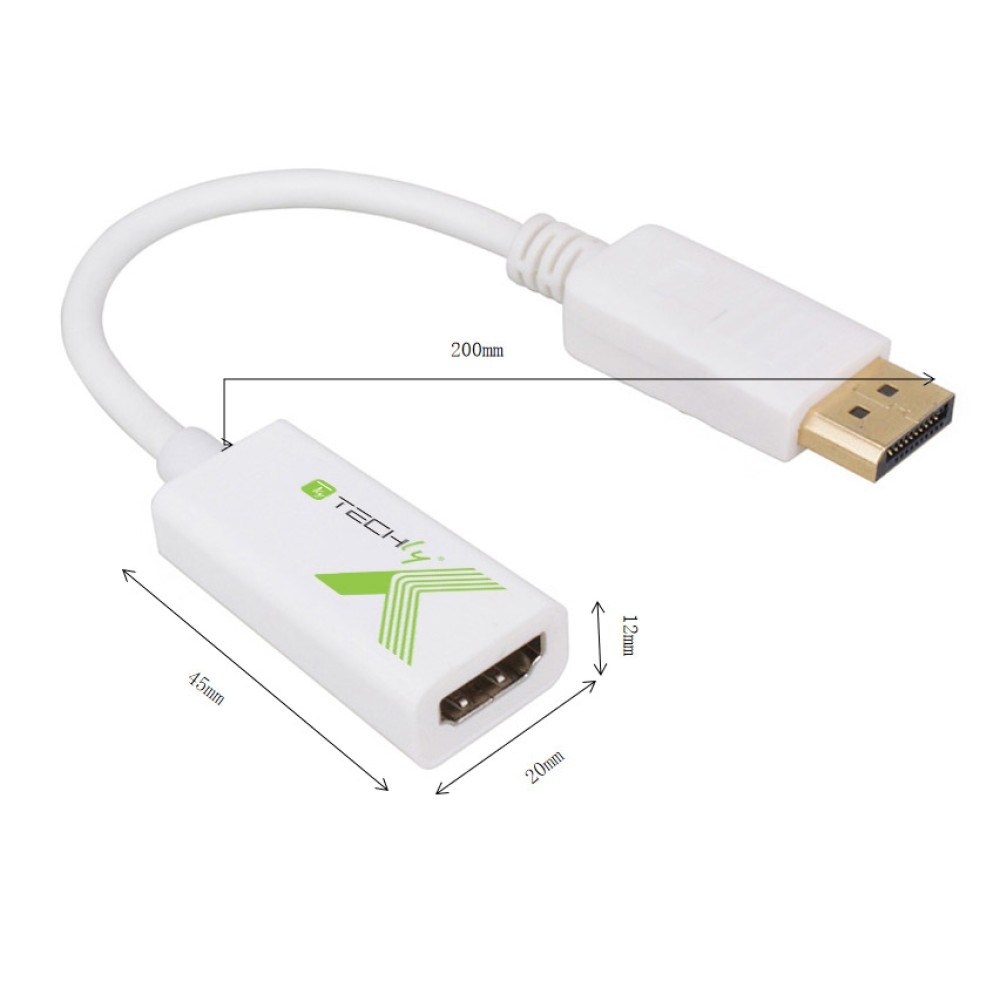 TECHLY - Adattatore DisplayPort a HDMI 4K Passivo per PC e Monitor