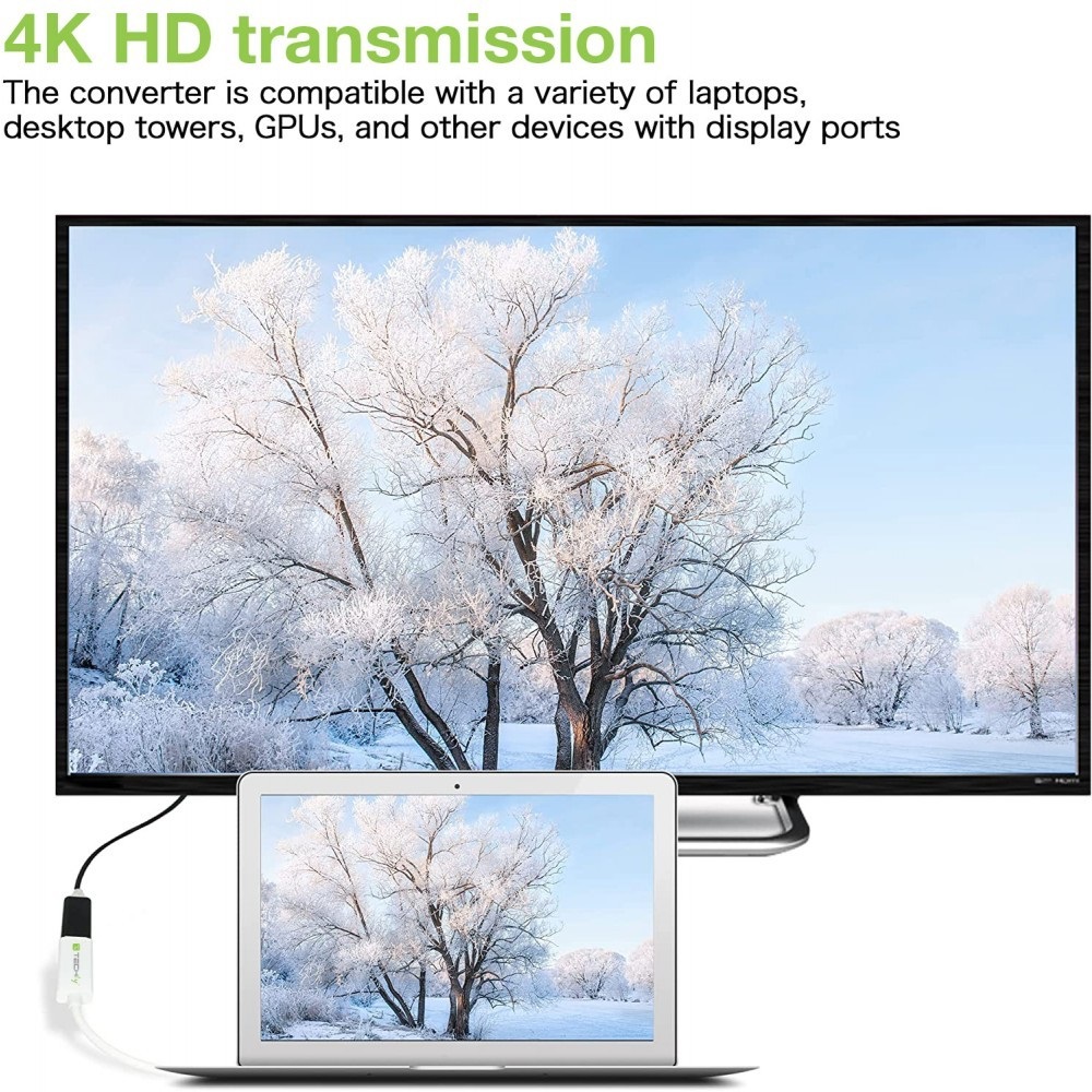 TECHLY - Adattatore DisplayPort a HDMI 4K Passivo per PC e Monitor
