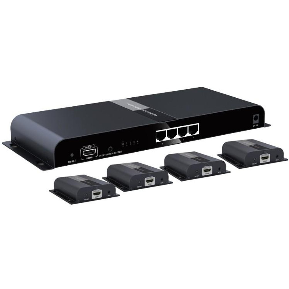 TECHLY Extender Splitter HDMI 4 Vie con IR su Cavo CAT6/6a/7 fino a 120m - IDATA EXTIP-314V4